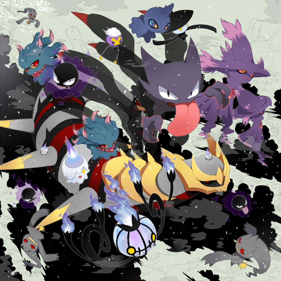 Ghost Pokemon, anime-style illustration, dark-toned Pokémon, SD Desktop Wallpaper