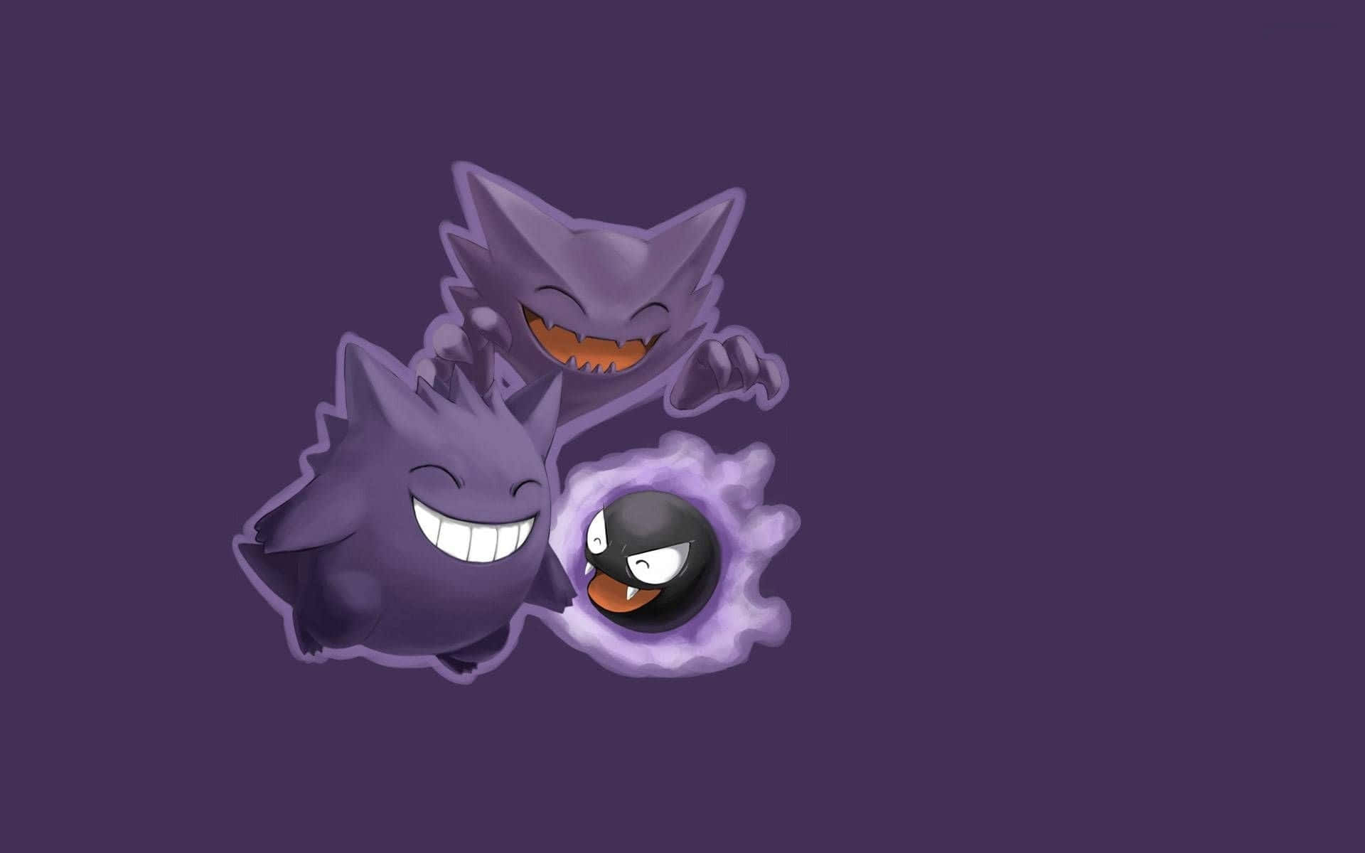 Ghost Pokemon, purple, wide grins, Full HD Desktop Wallpaper