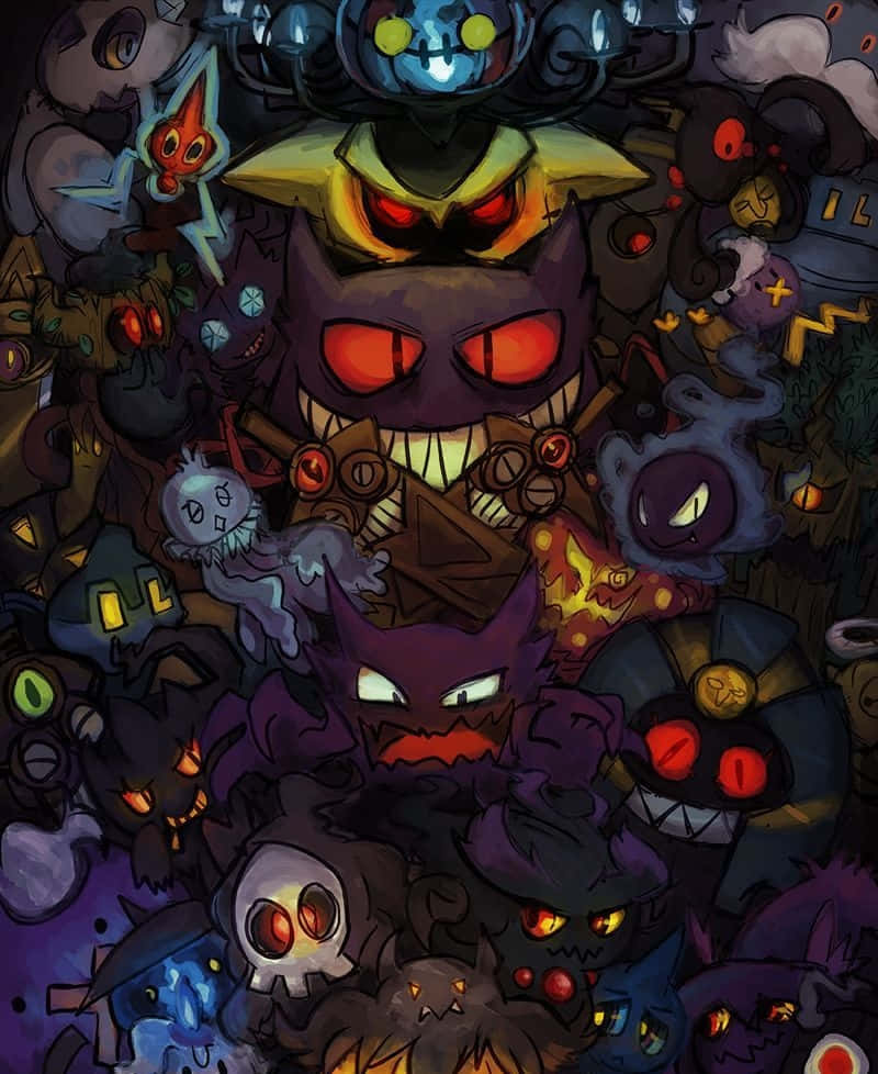 Ghost Pokemon, dark purple, blue, SD Phone Wallpaper