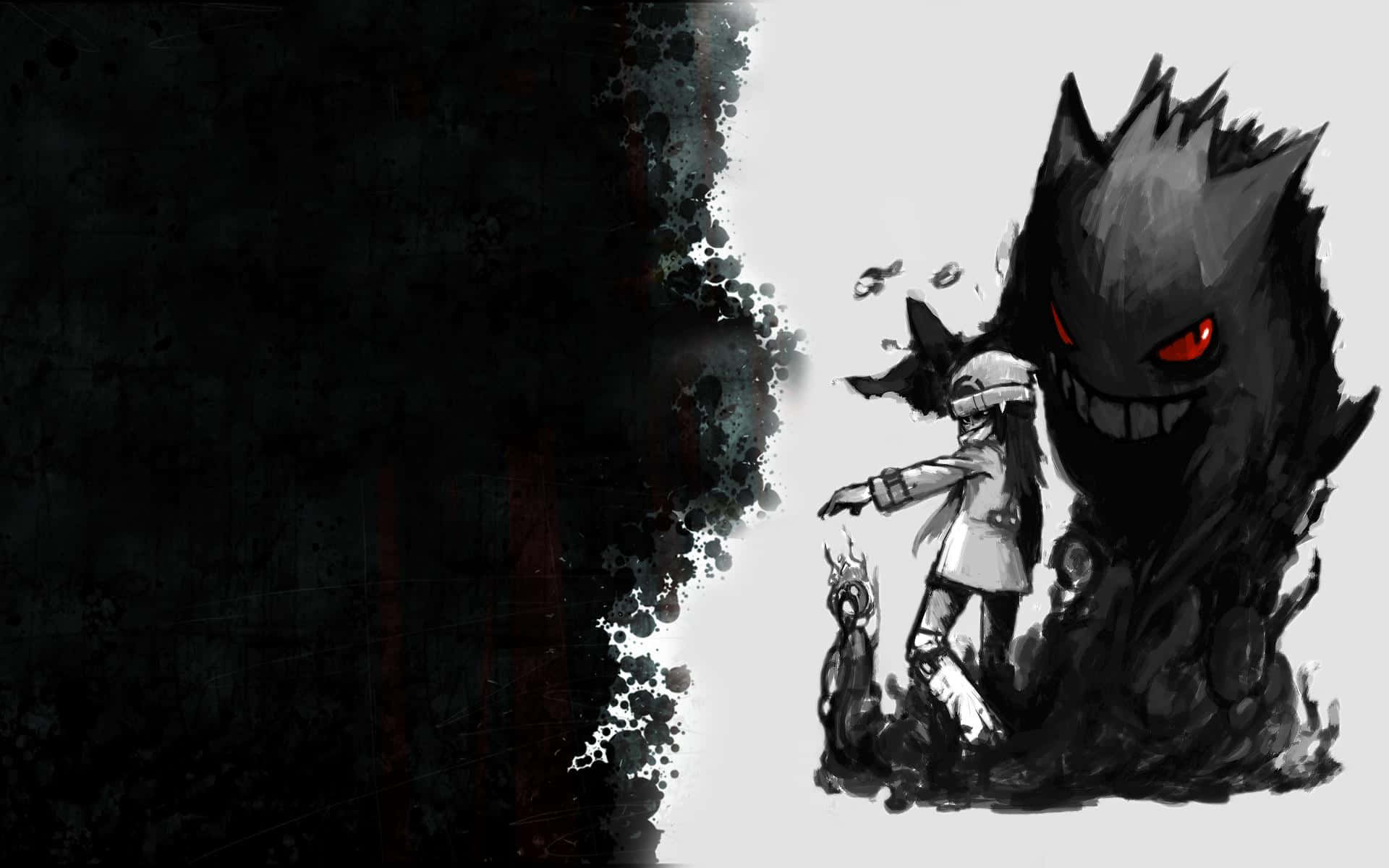Ghost Pokemon, white, towering shadowy monster, Full HD Desktop Wallpaper