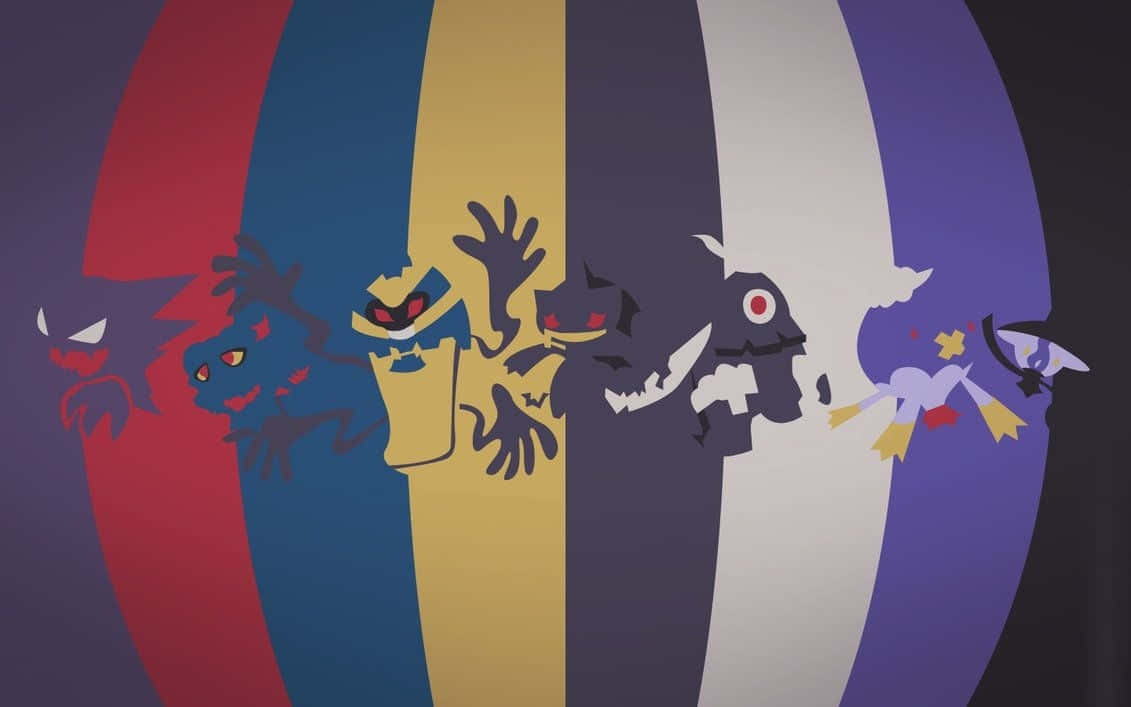 Ghost Pokemon, red, blue, SD Desktop Wallpaper