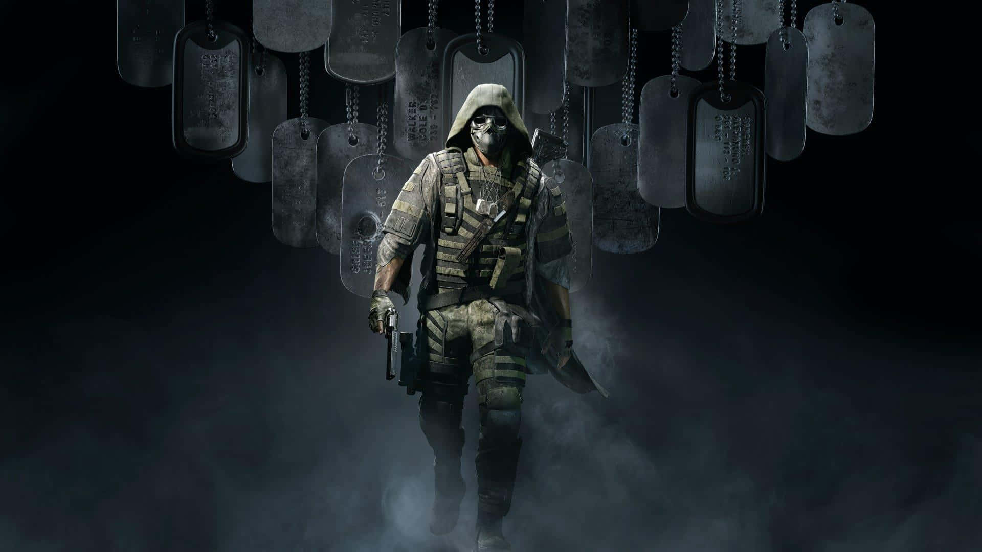 Ghost Recon, dog tags, masked soldier, Full HD Desktop Wallpaper