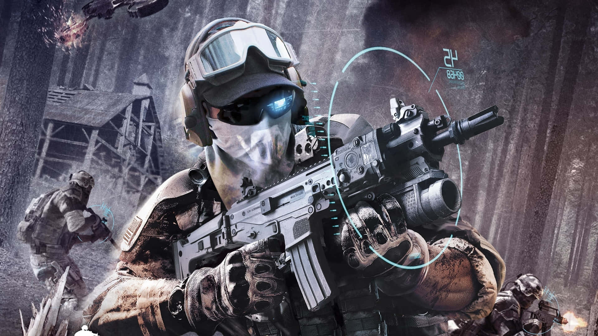 Ghost Recon, tactical gear, futuristic rifle, Full HD Desktop Wallpaper