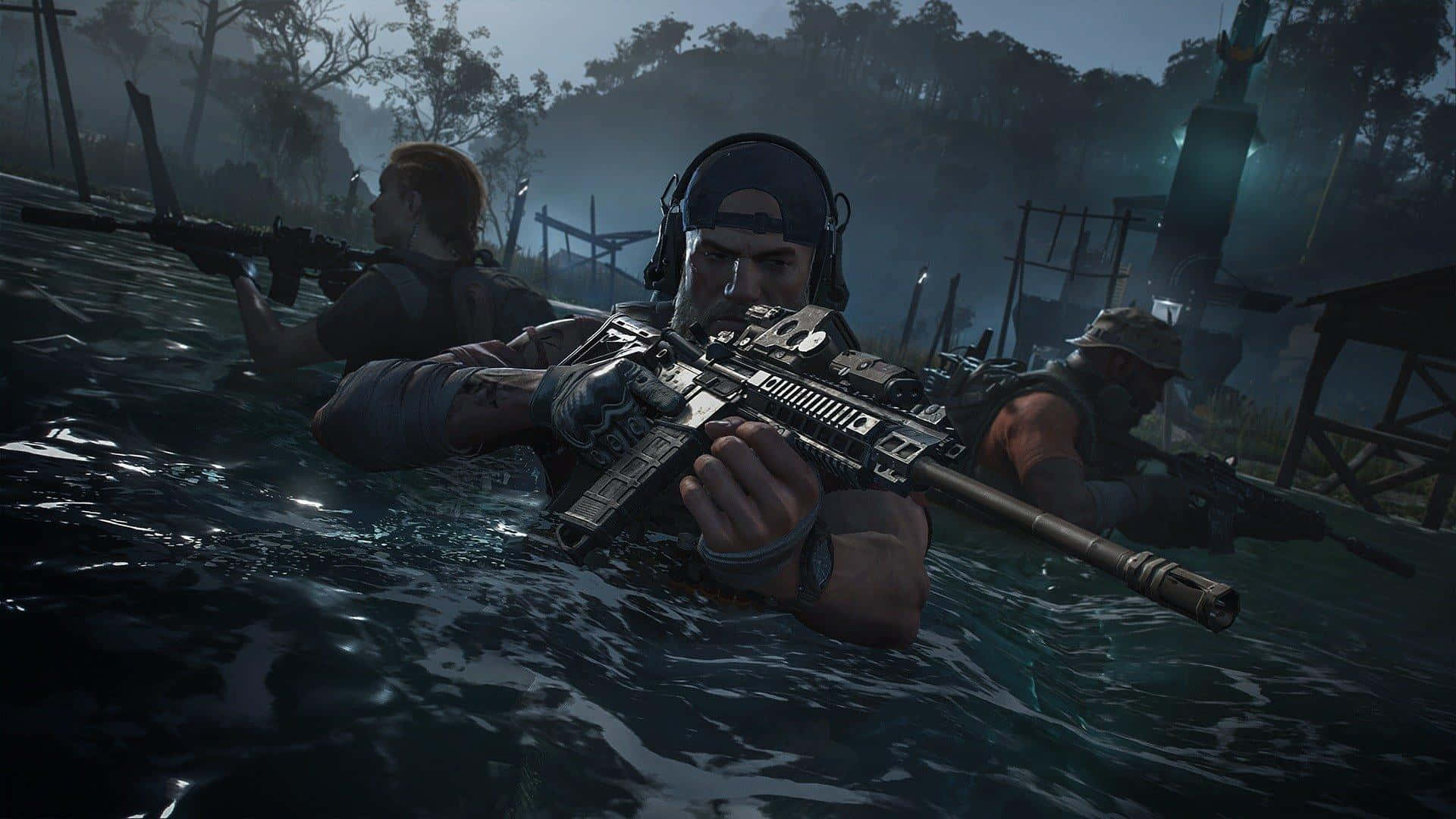 Ghost Recon, soldiers, water, Full HD Desktop Wallpaper