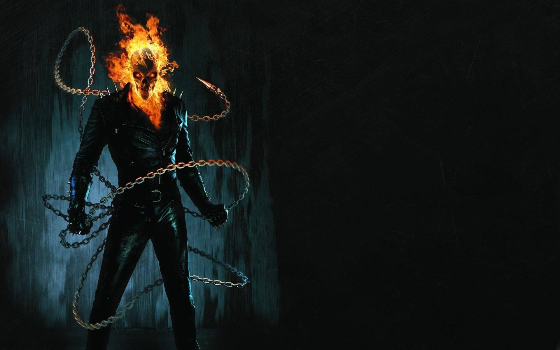 Ghost Rider, flaming skull, coiled chains, Full HD Desktop Wallpaper