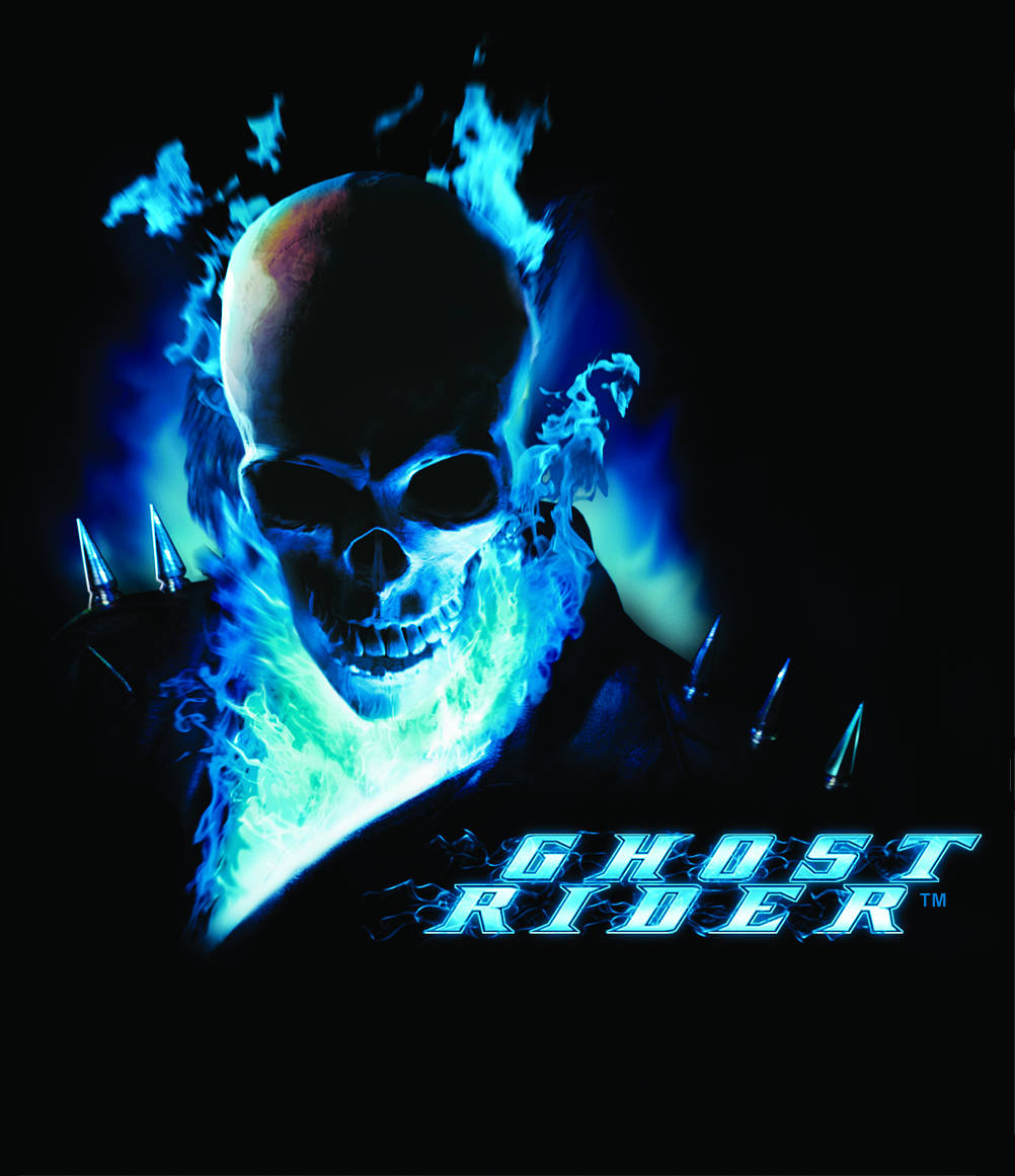 Neon Blue Ghost Rider, electric blue flames, black background, SD Phone Wallpaper