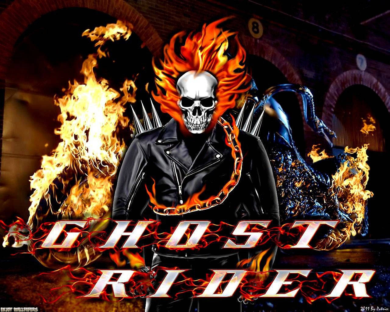 Ghost Rider, flaming skull, leather jacket, HD Desktop Wallpaper
