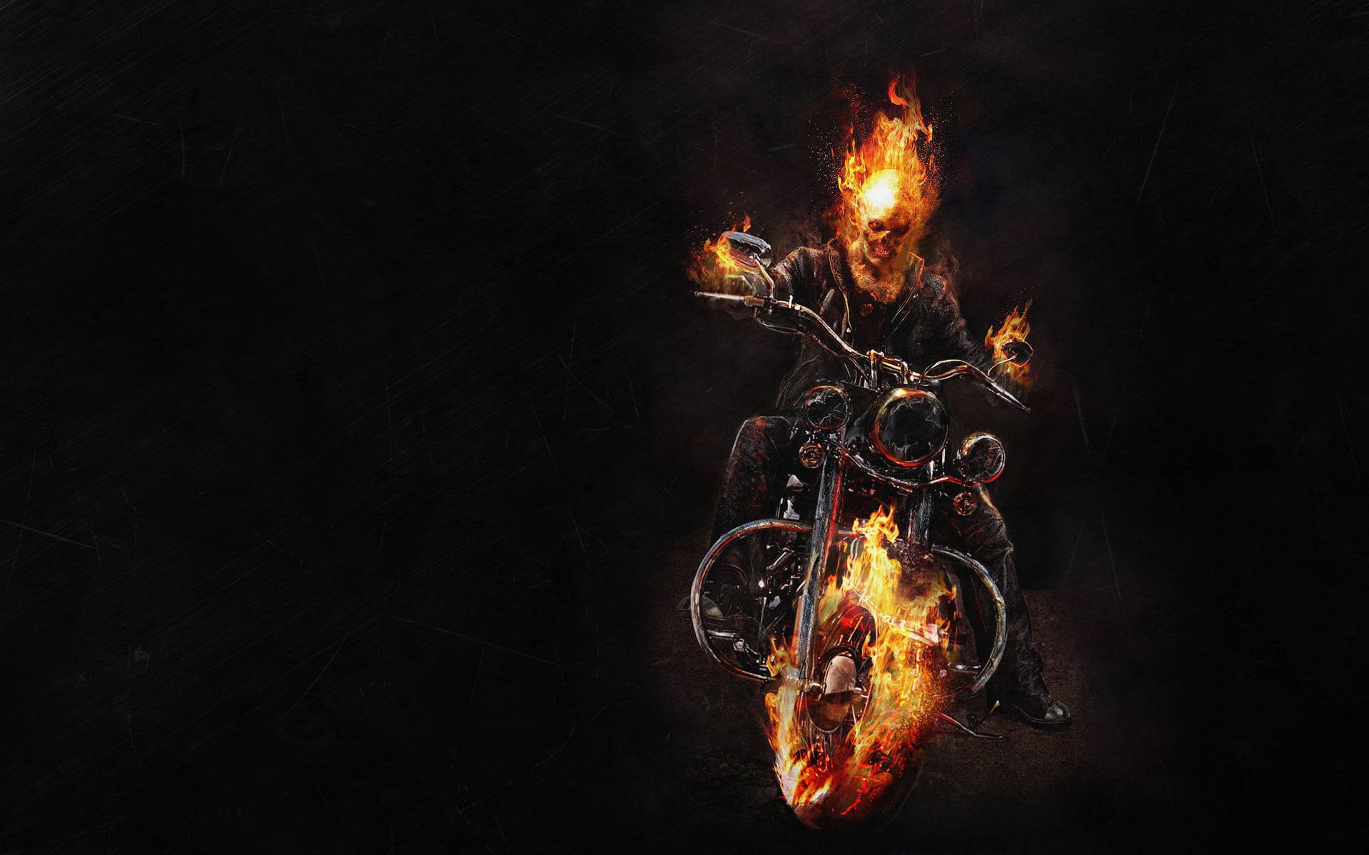 Ghost Rider, flaming skull, burning motorcycle, Full HD Desktop Wallpaper