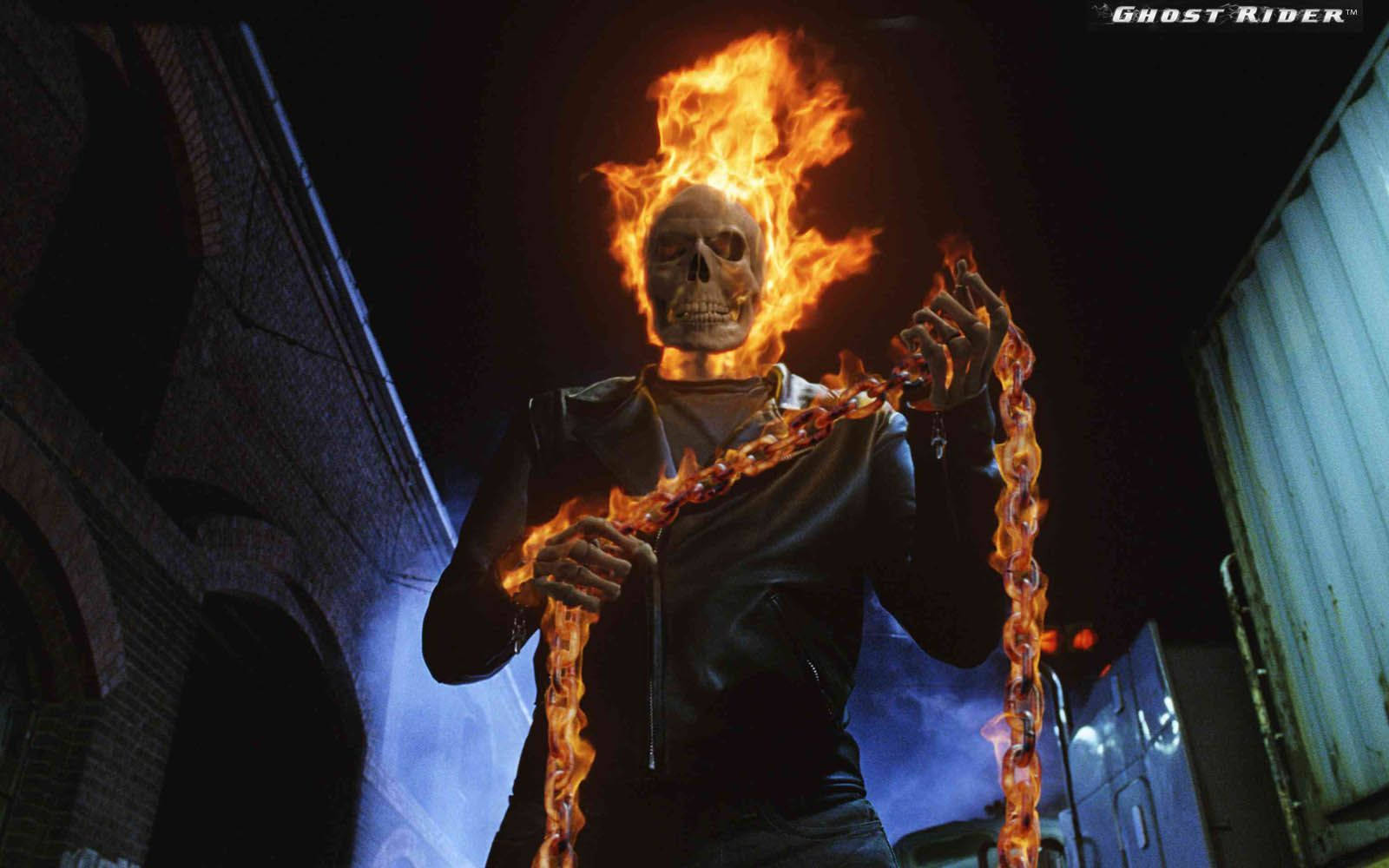 Ghost Rider, flaming skull, chains, HD Desktop Wallpaper