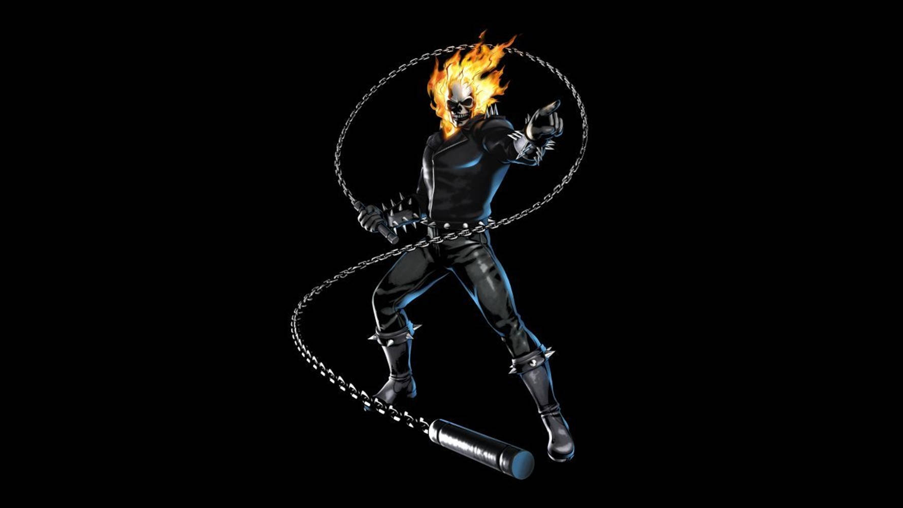 Ghost Rider, red hot skull, flaming chain, HD Desktop Wallpaper