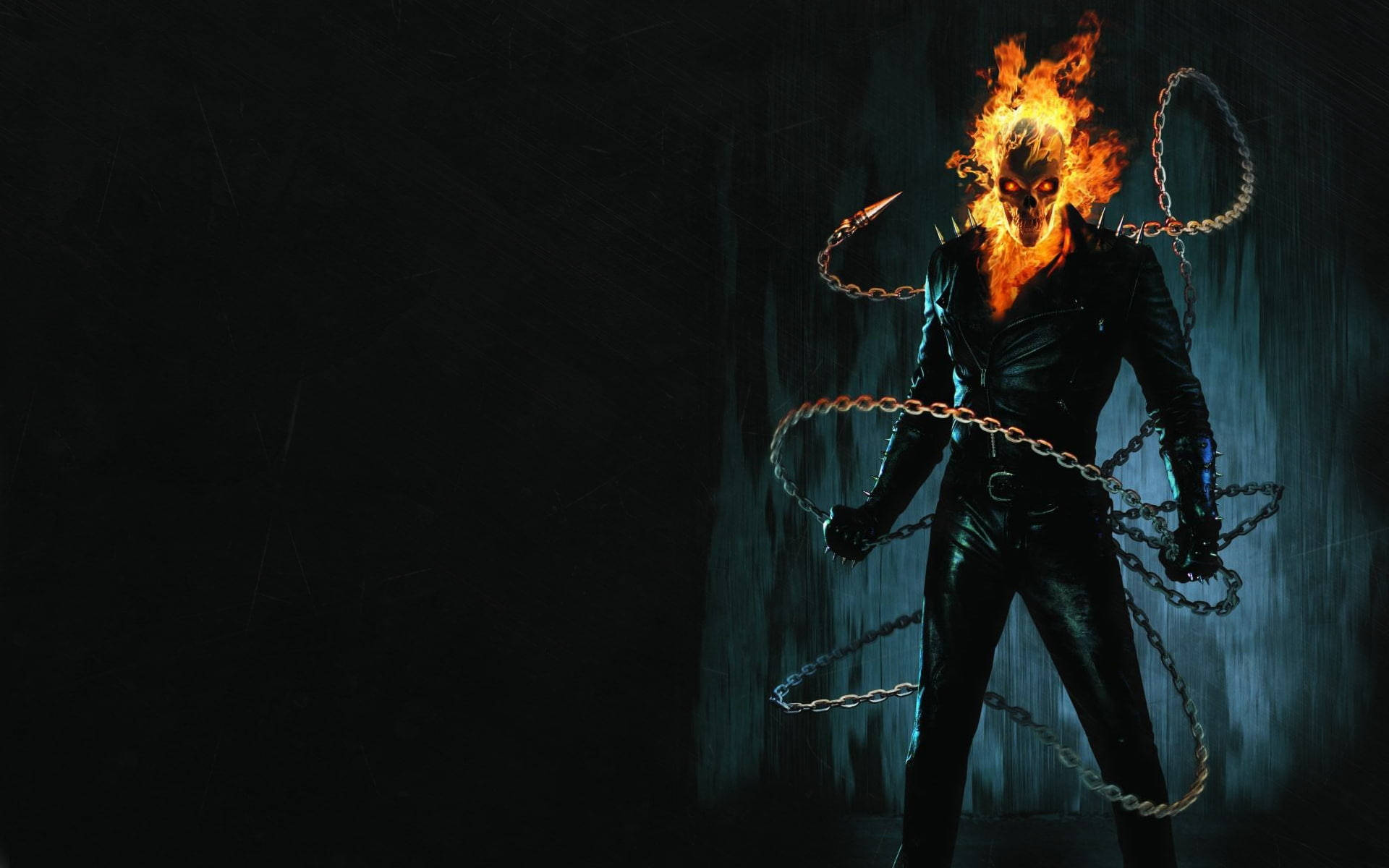 Ghost Rider, flaming skull, chains, Full HD Desktop Wallpaper
