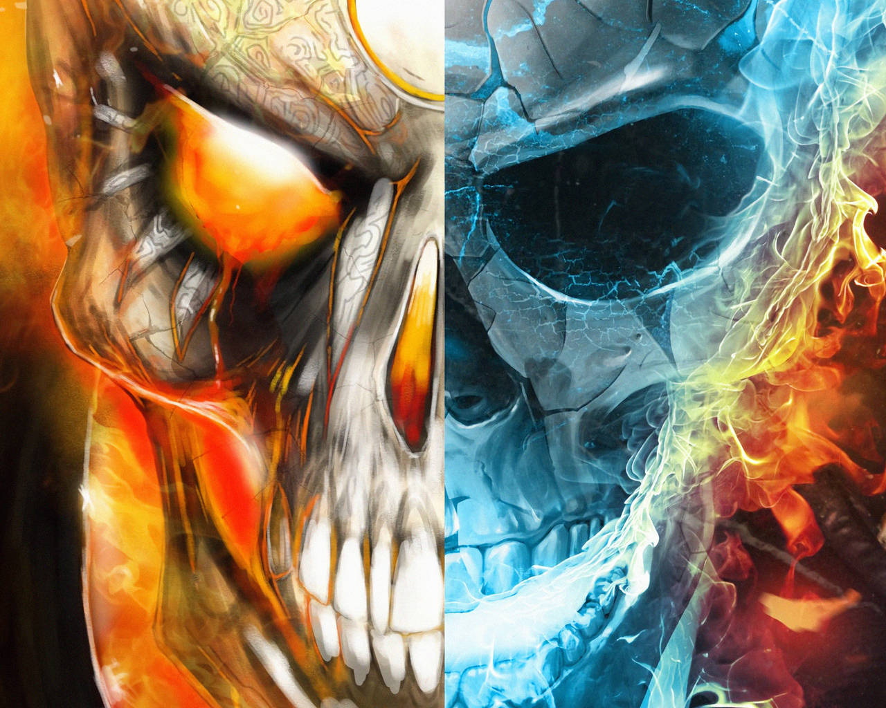 Ghost Rider, flaming skull, motorcycle, HD Desktop Wallpaper