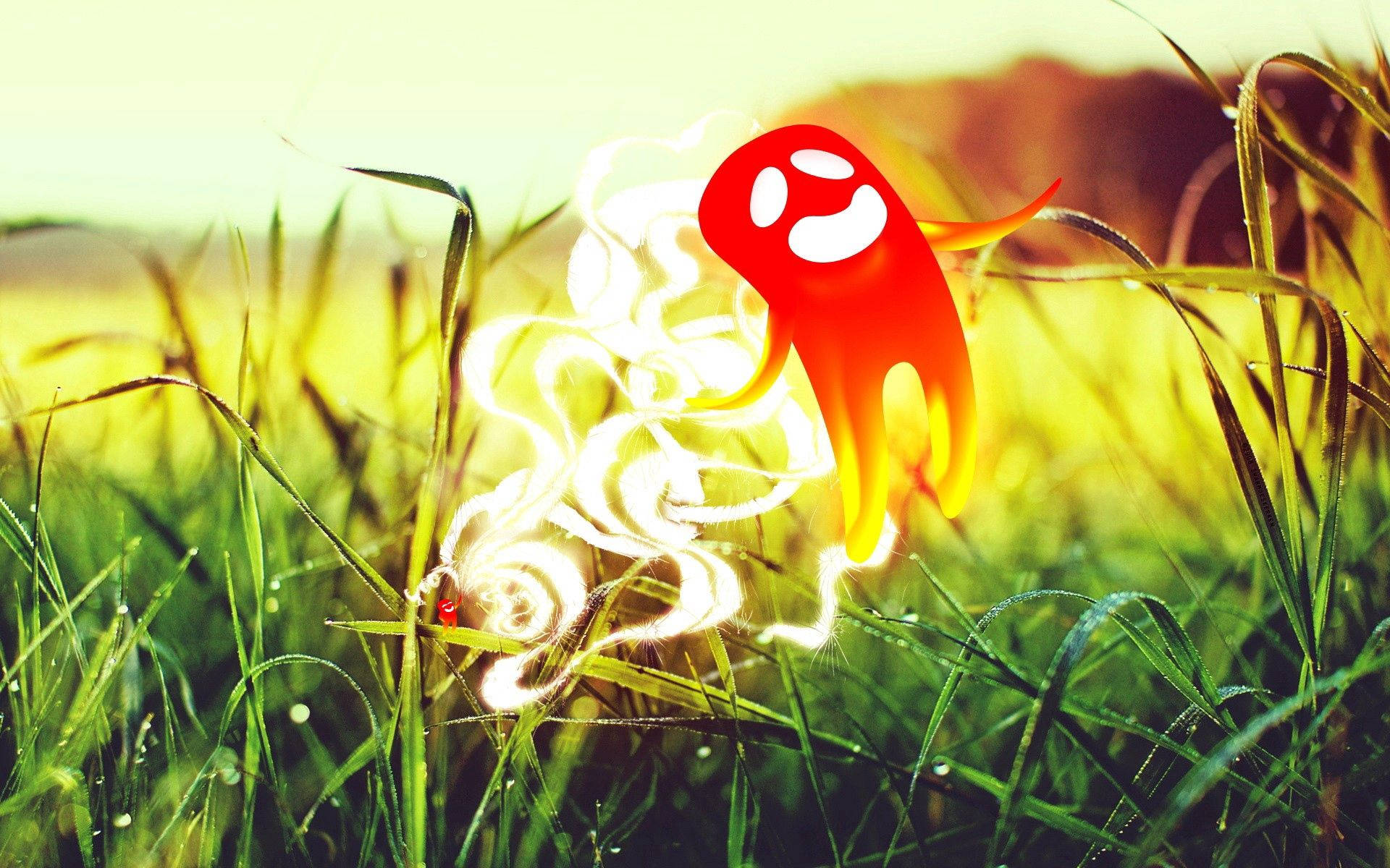 ghost, red, smiling face, Full HD Desktop Wallpaper
