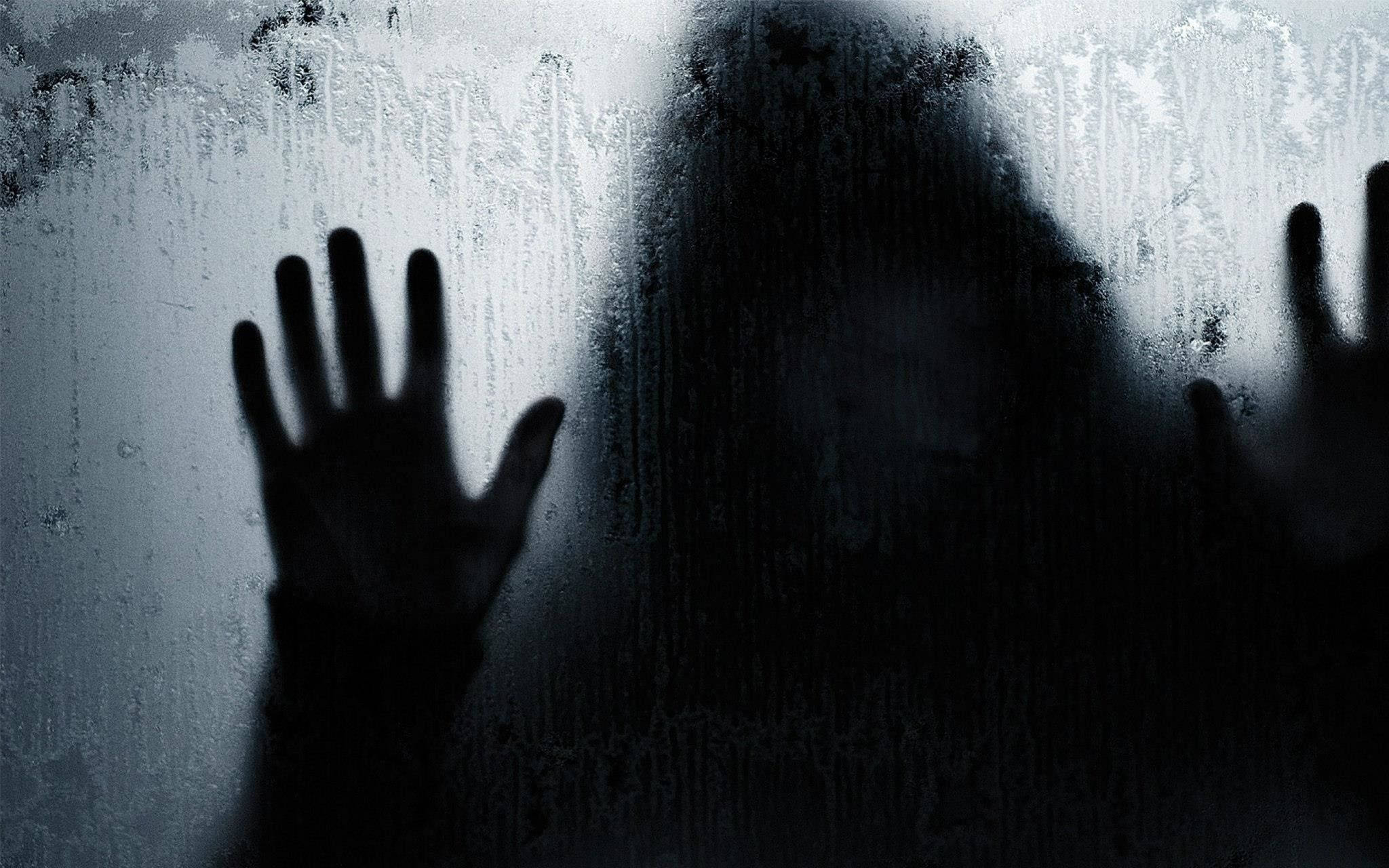 Ghost, frosty window, shadowy figure, Full HD Desktop Wallpaper