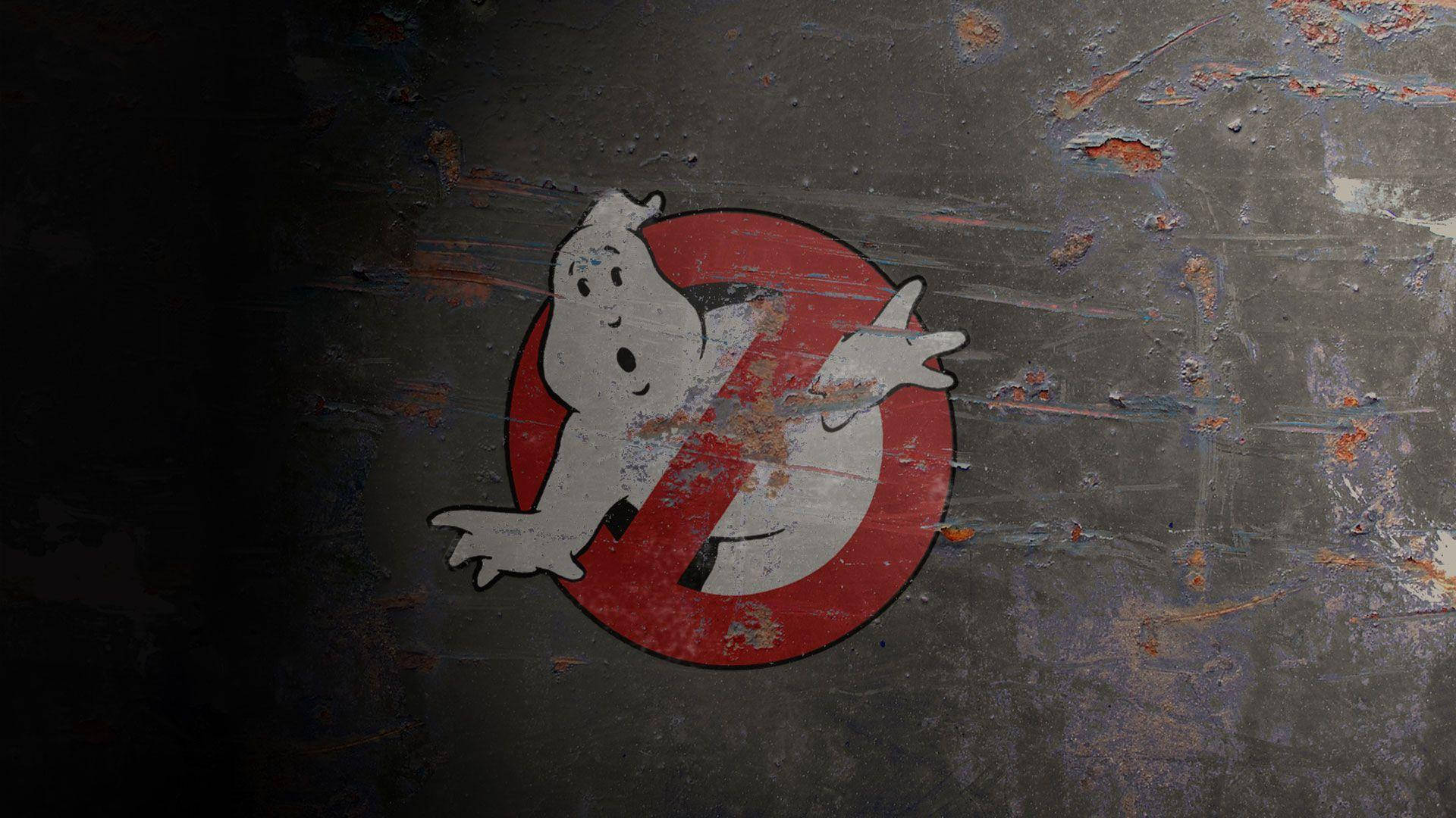Ghostbusters, damaged logo, rusty metal surface, Full HD Desktop Wallpaper