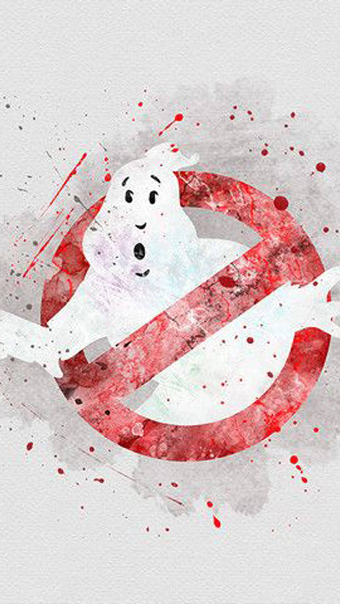 Ghostbusters, red prohibition symbol, watercolor splash, Full HD Phone Wallpaper