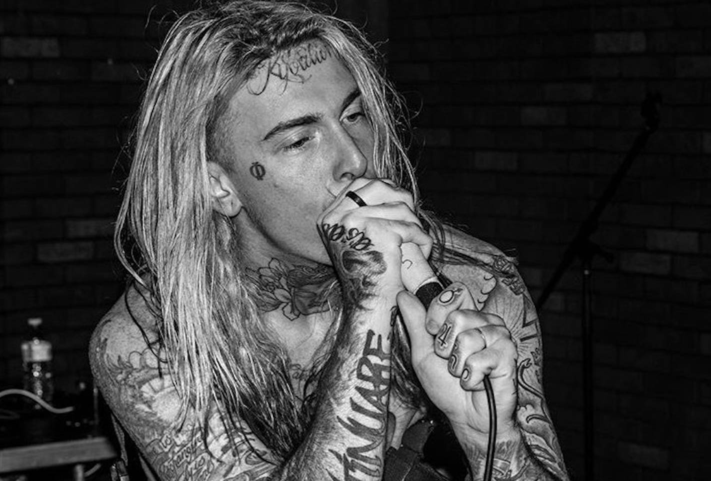 Ghostemane, greyscale tattoos, long hair, HD Desktop Wallpaper