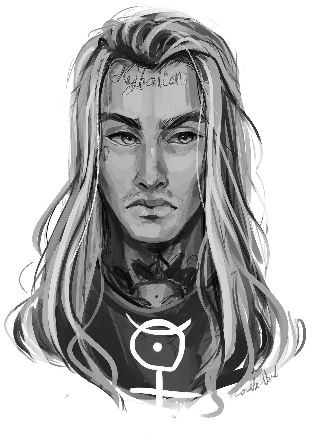 Ghostemane, greyscale, digital illustration, HD Phone Wallpaper