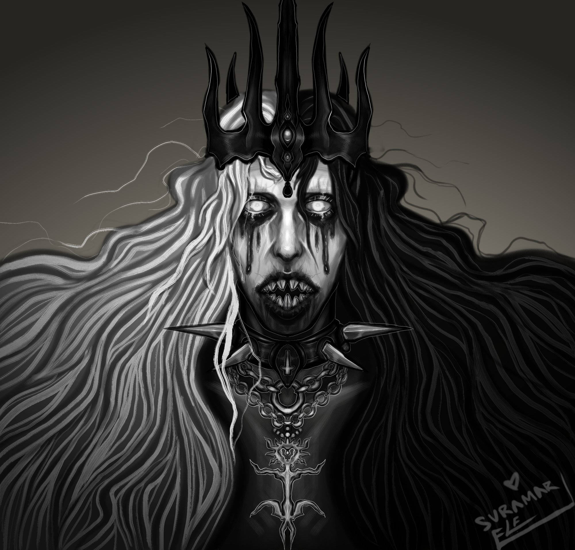 Ghostemane, crowned demonic figure, long hair, Full HD Desktop Wallpaper