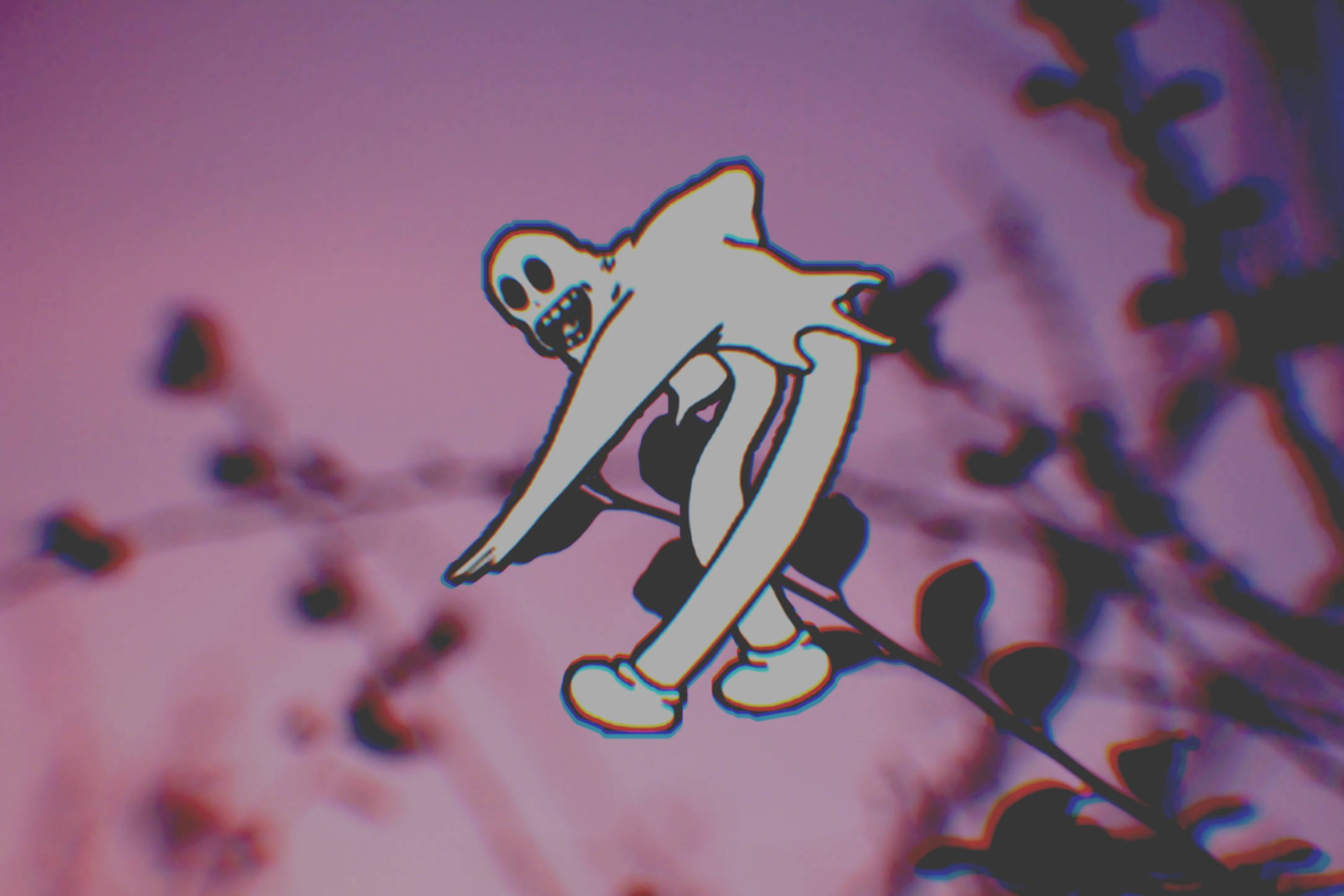 Ghostemane, white ghost, wide grin, Full HD Desktop Wallpaper