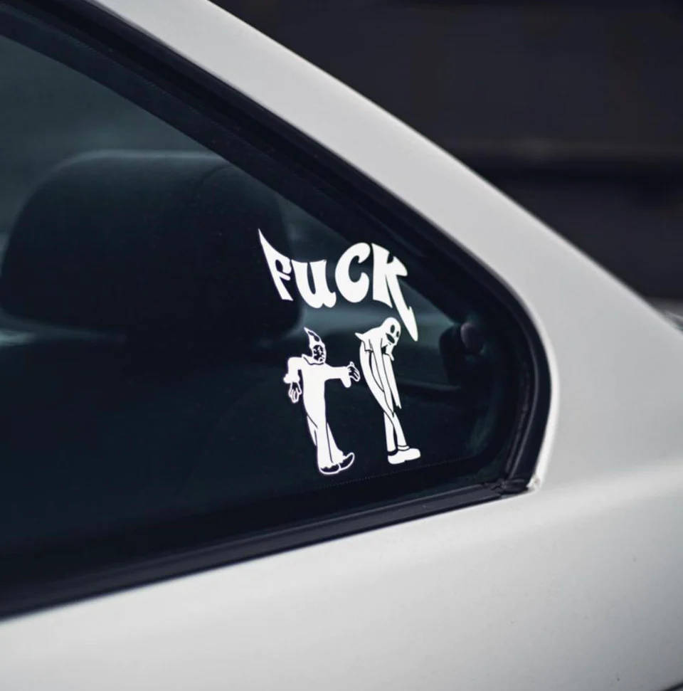 Ghostemane, white car window, bold white sticker, SD Phone Wallpaper