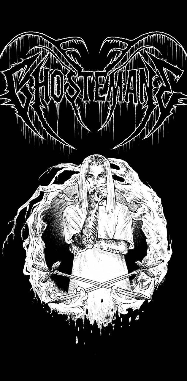 Ghostemane, black and white illustration, bearded man with long hair, HD Phone Wallpaper