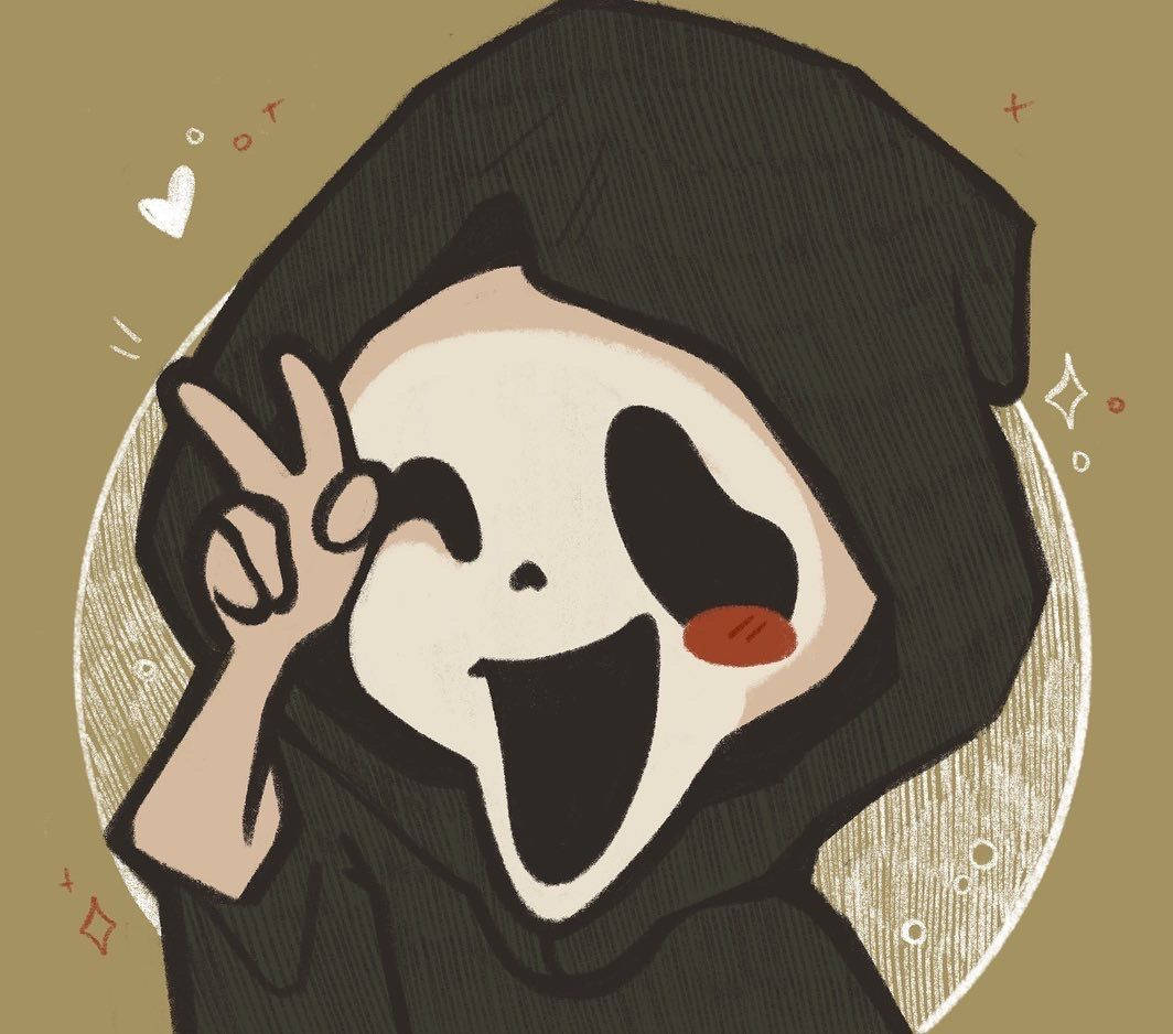 Ghostface, peace sign, cartoon ghost, SD Desktop Wallpaper