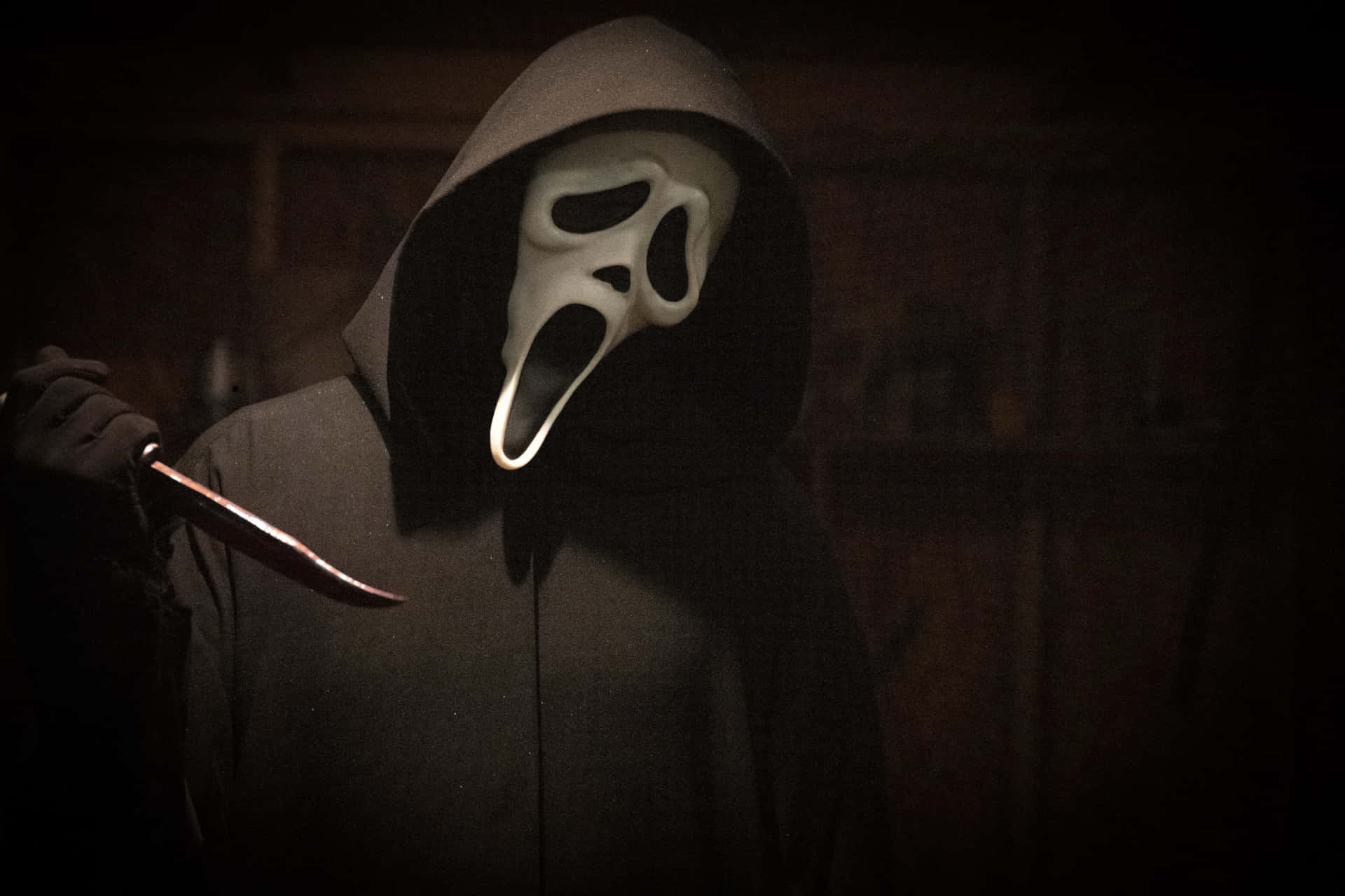 Ghostface, white scream mask, dark hoodie, Full HD Desktop Wallpaper