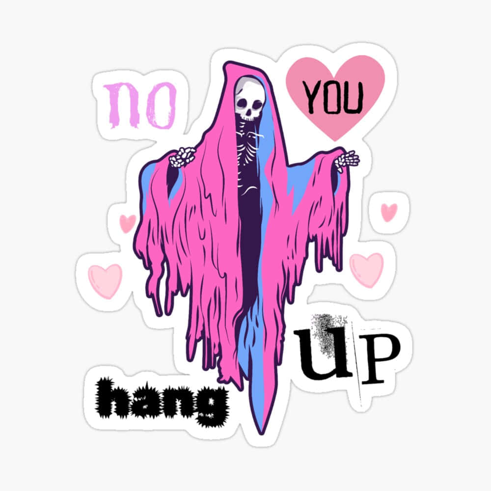 Pink Ghostface, dripping pink and blue robe, hearts, SD Desktop Wallpaper