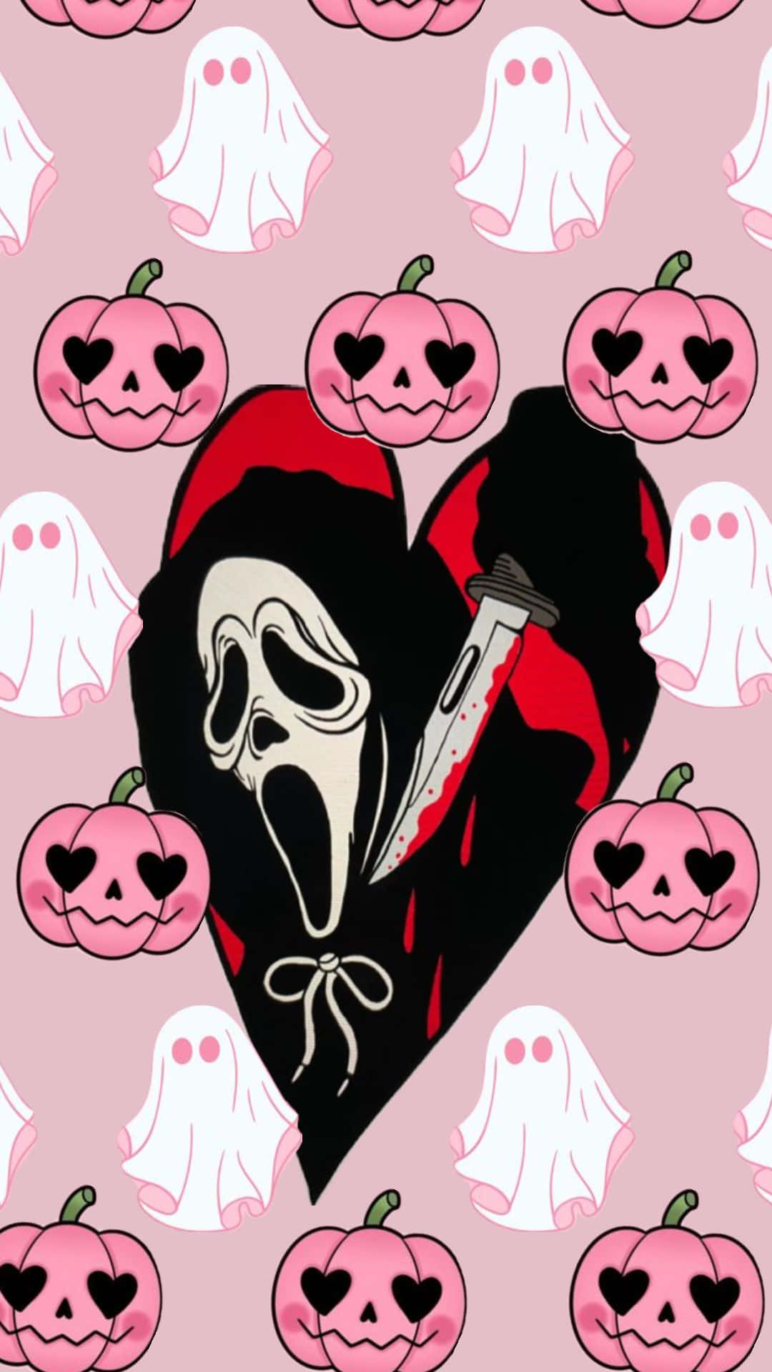 Ghostface, pink, pumpkins, Full HD Phone Wallpaper