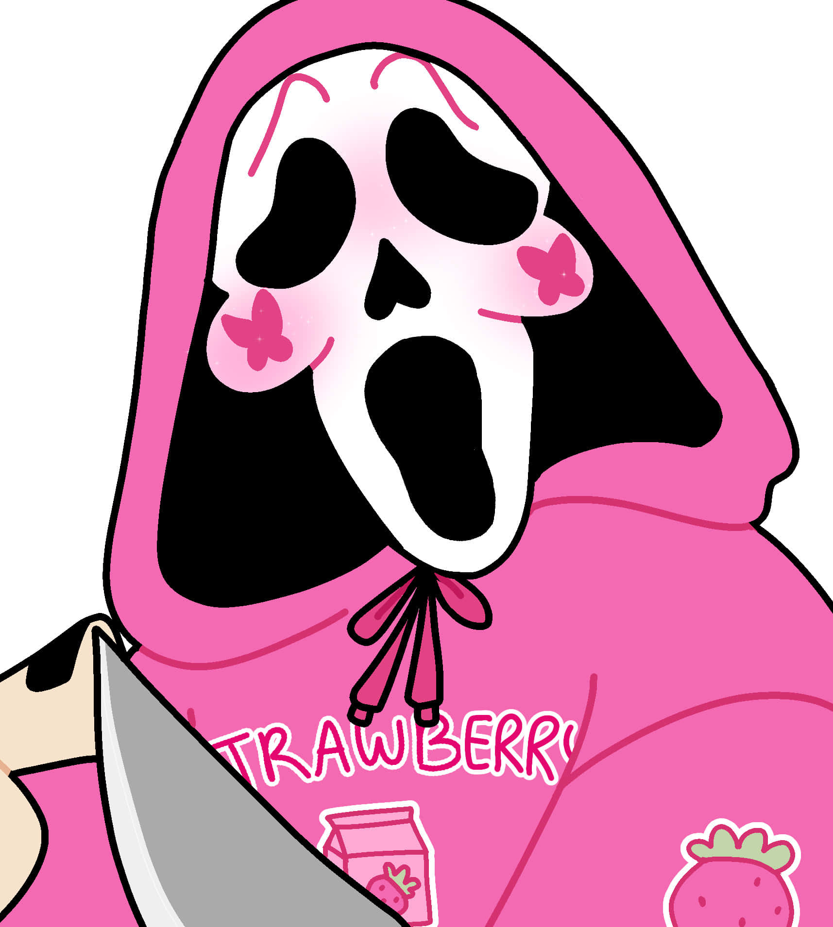 Pink Ghostface, cartoon, butterfly cheeks, HD Phone Wallpaper