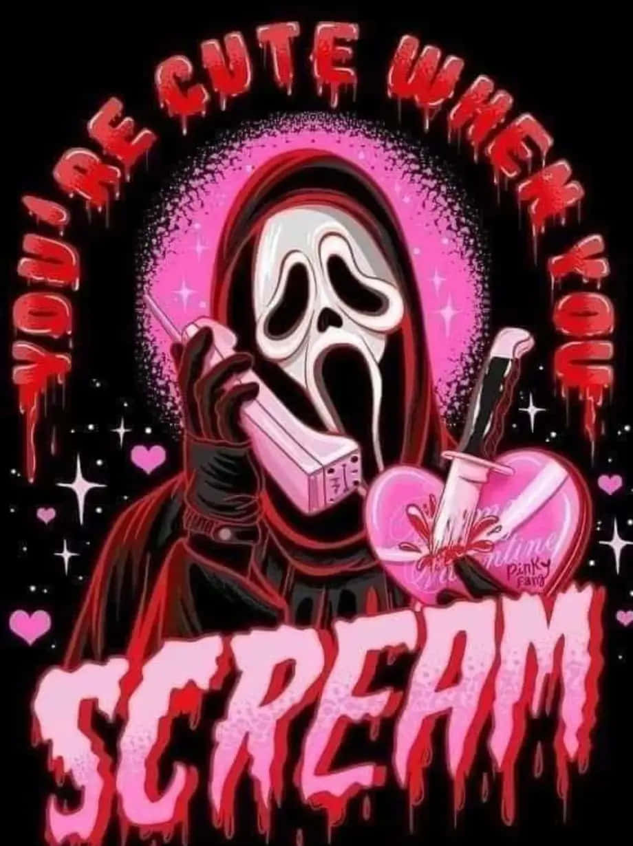Pink Ghostface, white mask, phone, SD Phone Wallpaper