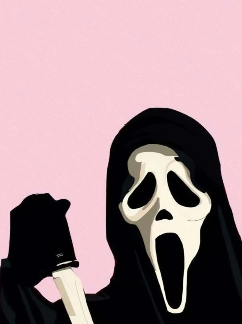 Ghostface, white screaming mask, black robe, SD Phone Wallpaper