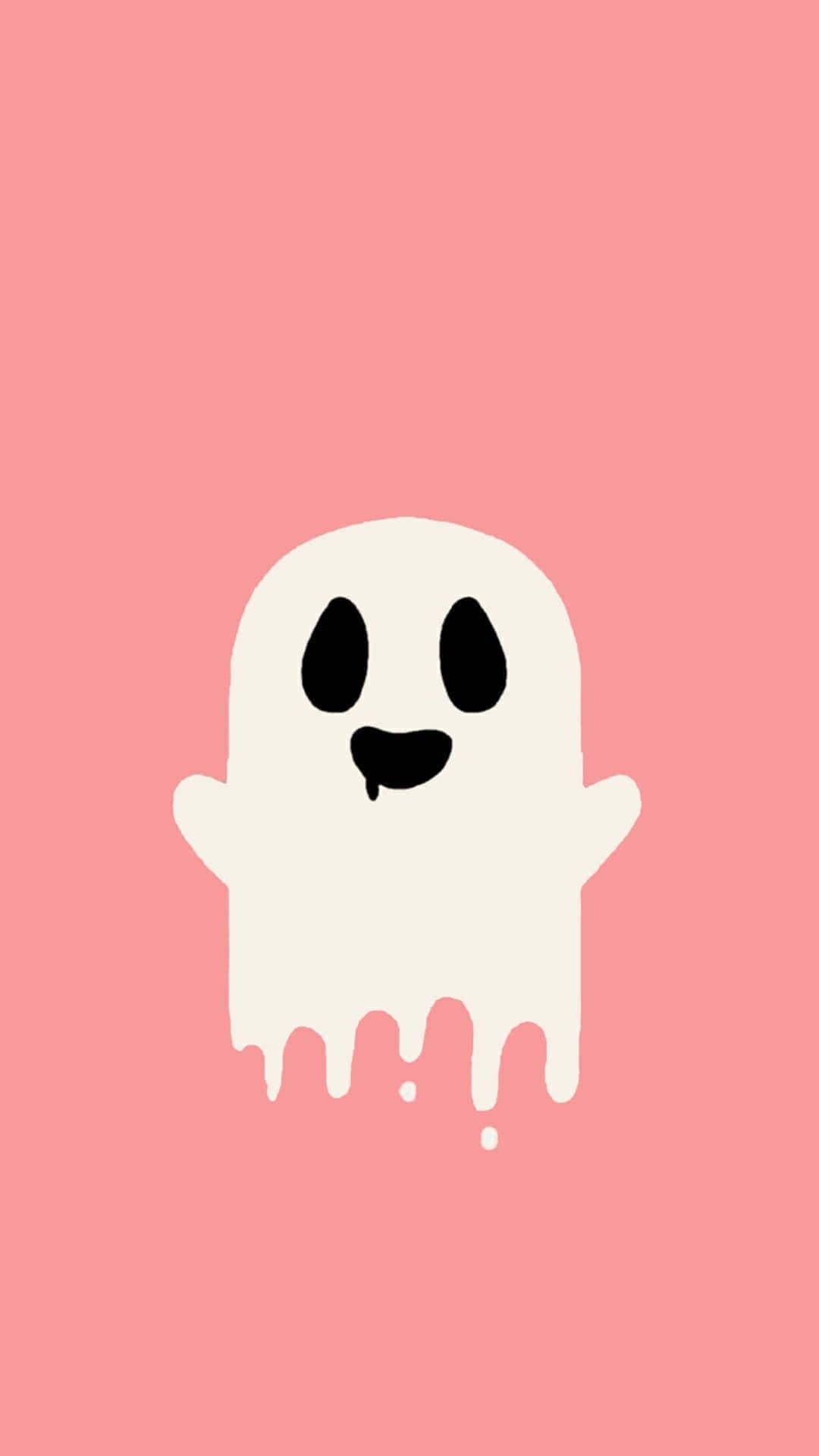 Pastel Pink Halloween Ghost, white ghost, black eyes, Full HD Phone Wallpaper