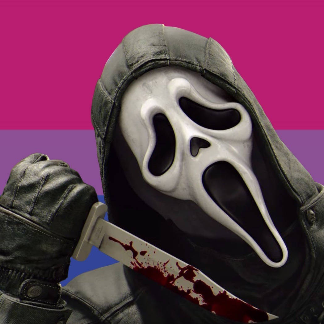 Ghostface, white ghost mask, bloodied knife, SD Phone Wallpaper