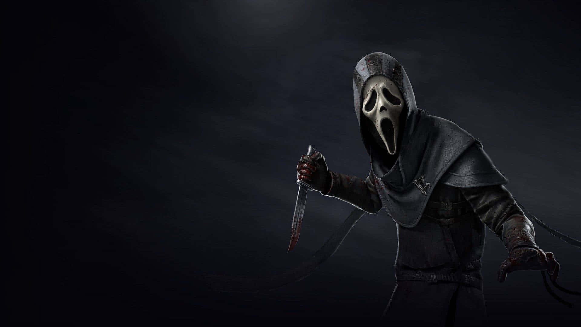 Ghostface, white ghostface mask, bloodied knife, Full HD Desktop Wallpaper