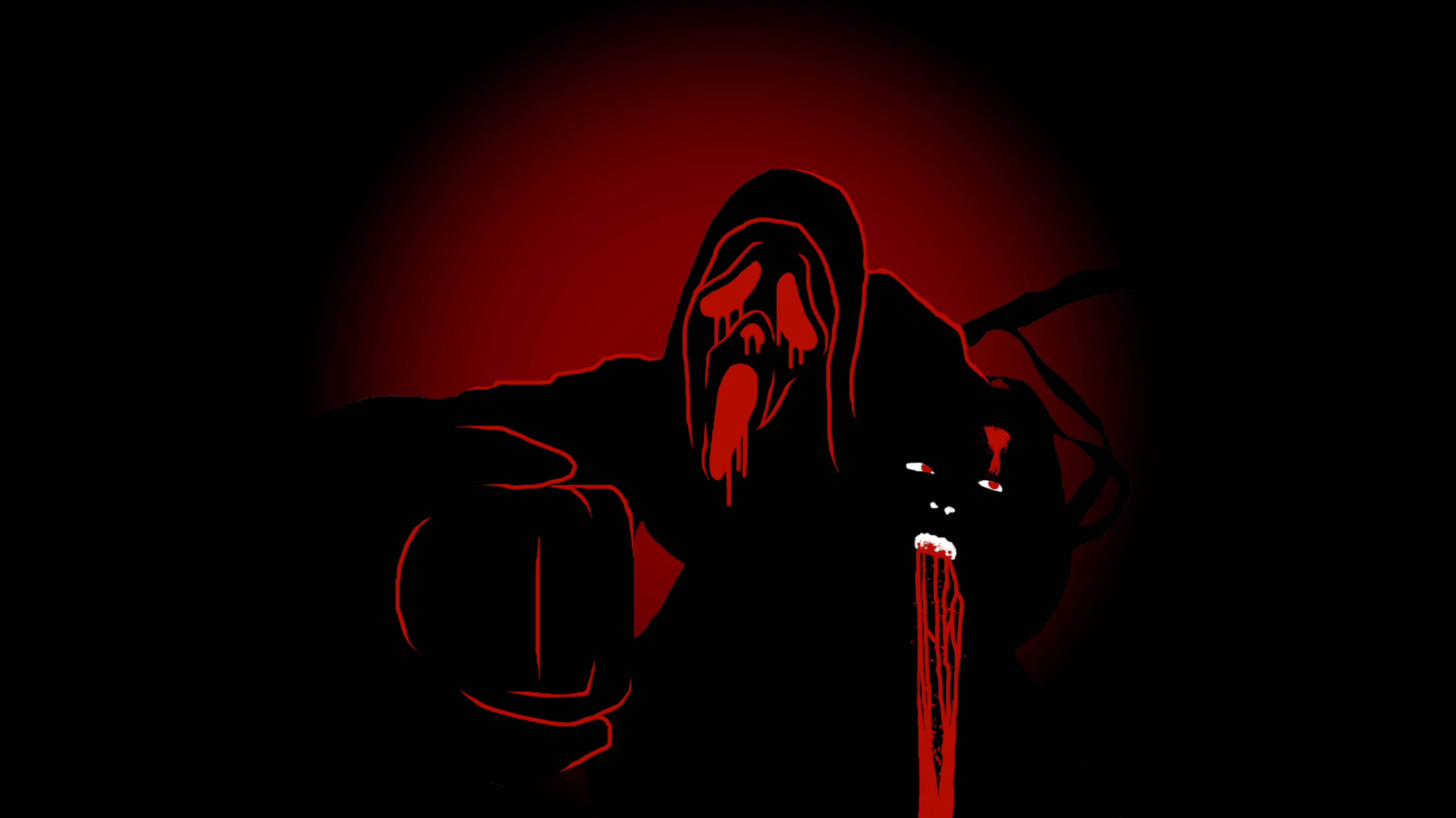 Ghostface, dark red, screaming face, 5K Desktop Wallpaper