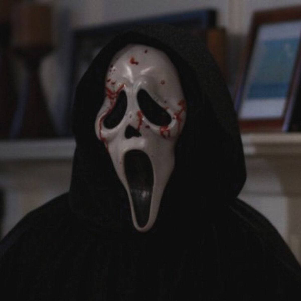 Ghostface, white ghost mask, blood splatters, SD Desktop Wallpaper
