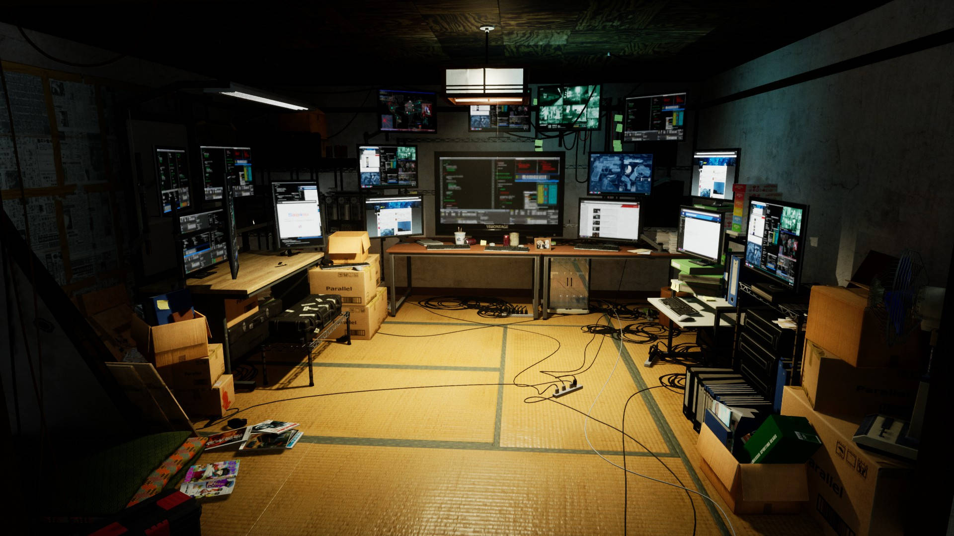 Ghostwire Tokyo, control room, monitors, Full HD Desktop Wallpaper