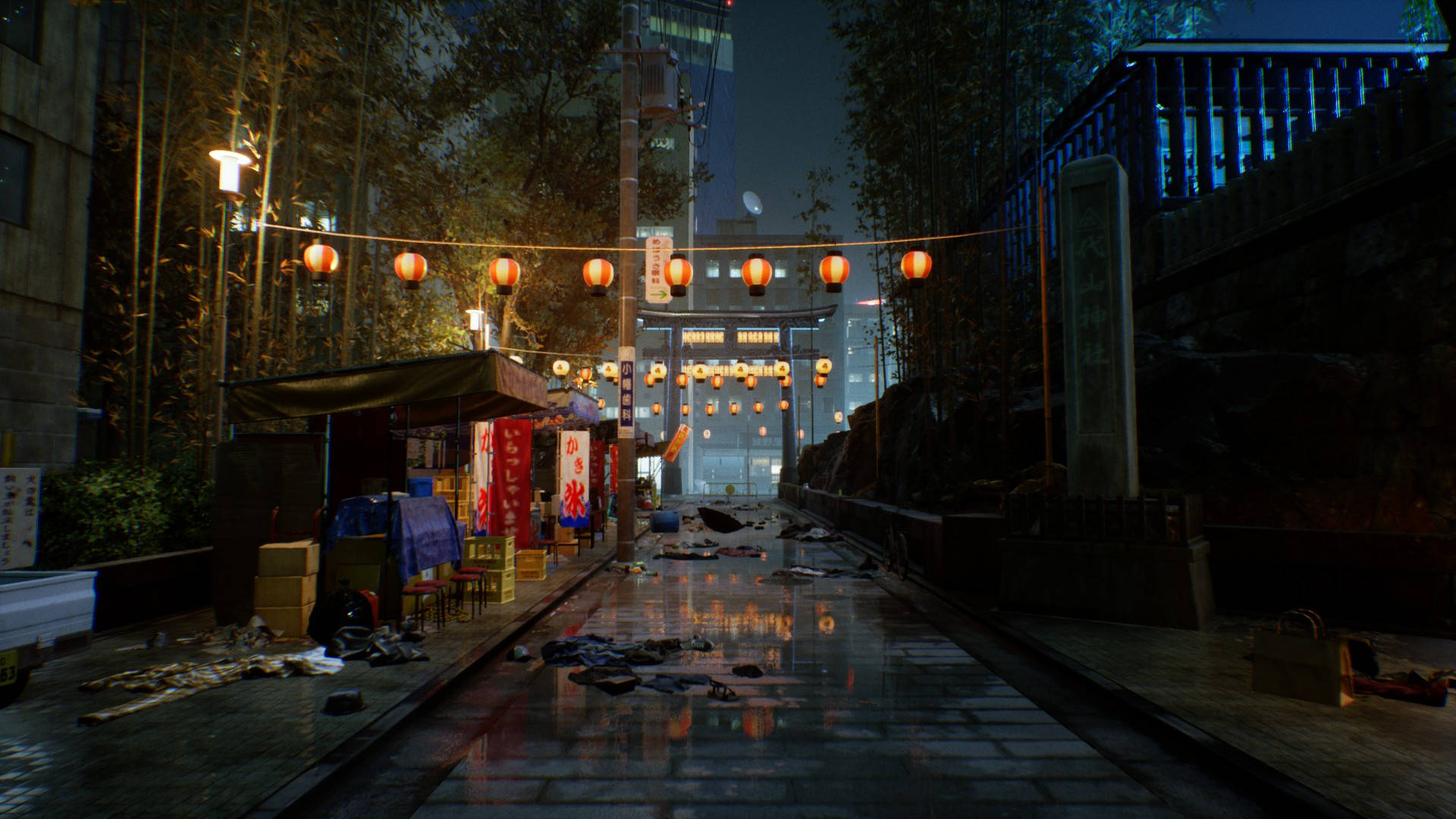 Ghostwire Tokyo, Tokyo, rain-slicked alley, Full HD Desktop Wallpaper