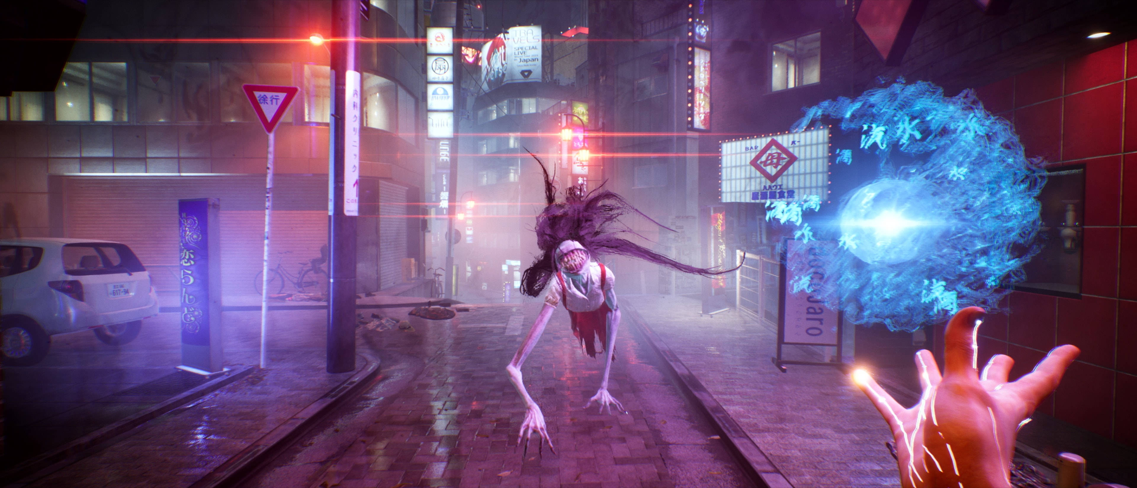 Ghostwire Tokyo, lamentation, glowing blue orb, 4K Desktop Wallpaper
