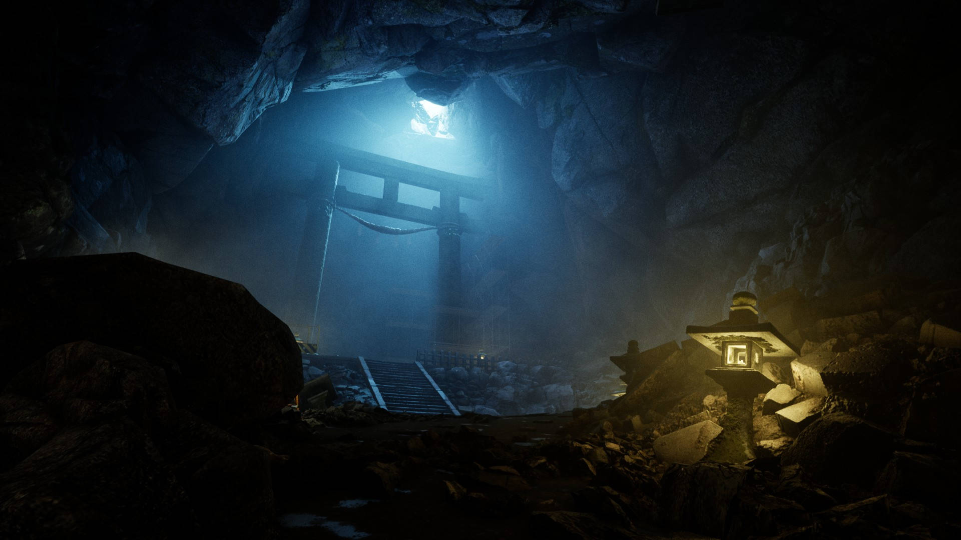 Ghostwire Tokyo, underground torii, glowing torii gate, Full HD Desktop Wallpaper