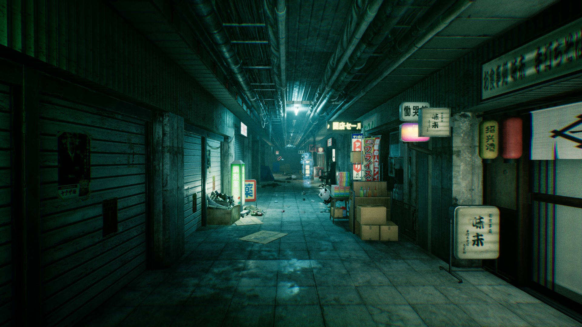 Ghostwire Tokyo, subway shops, neon-lit alleyway, Full HD Desktop Wallpaper
