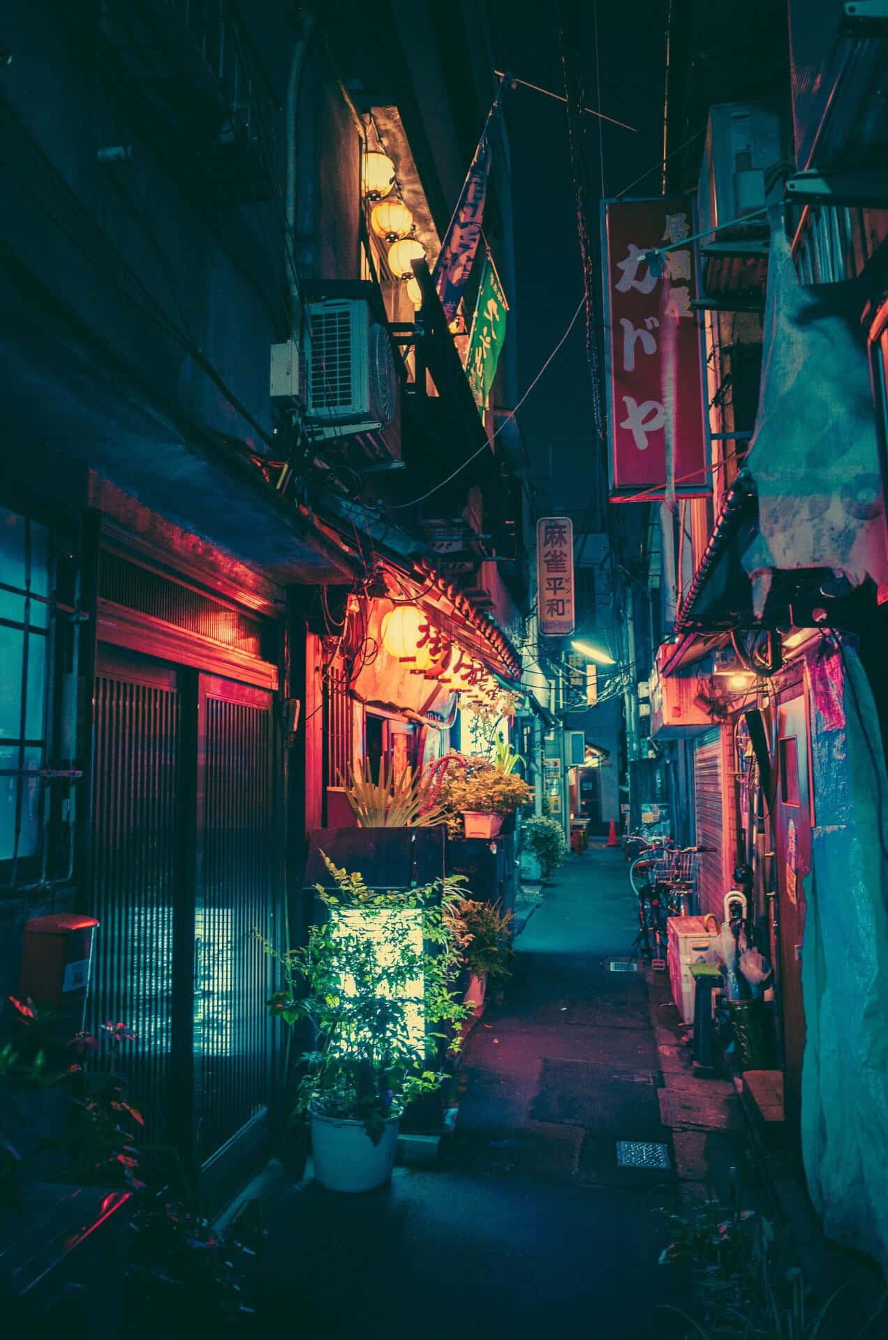 Tokyo, neon pink, neon blue, Full HD Phone Wallpaper