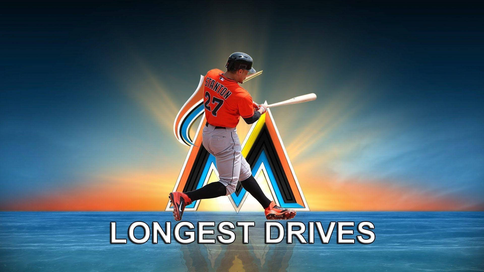 Giancarlo Stanton, orange jersey, sunset sky, Full HD Desktop Wallpaper
