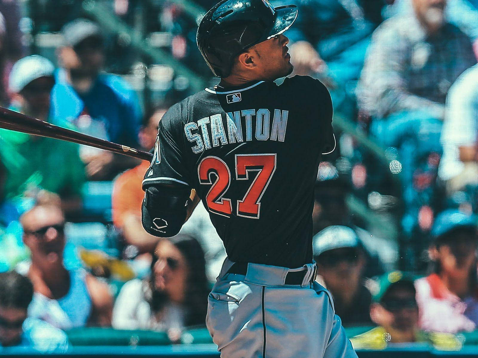 Giancarlo Stanton, number 27, black jersey, HD Desktop Wallpaper
