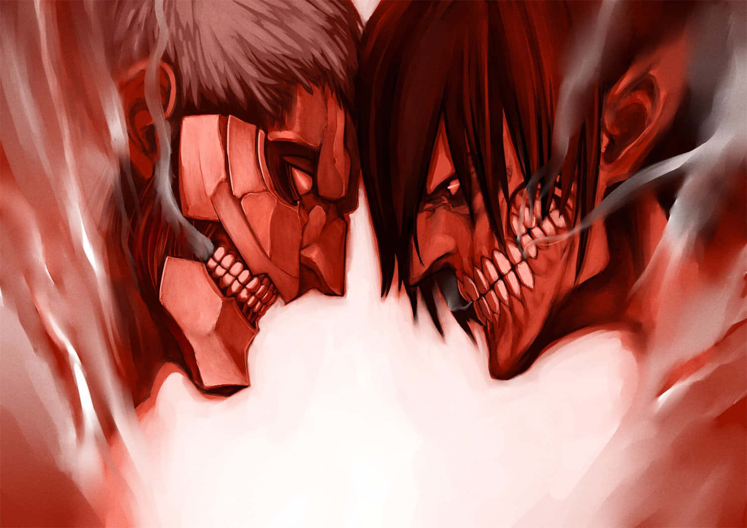 Giant Creatures, anime titans, fiery red haze, HD Desktop Wallpaper