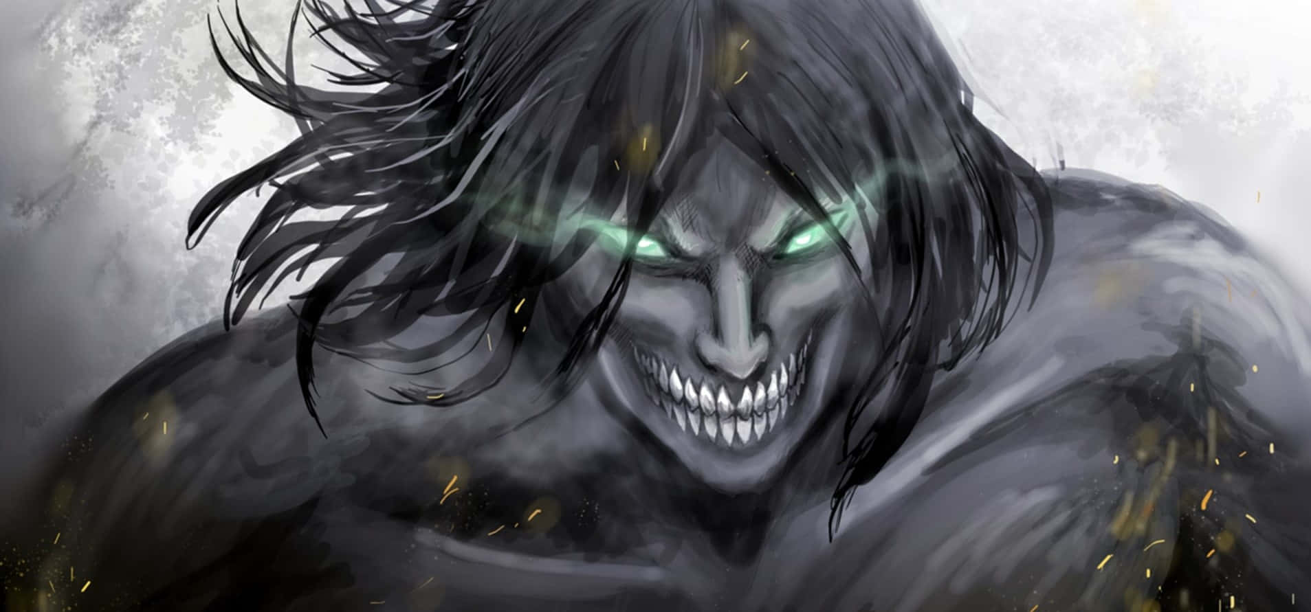 Giant Creatures, anime titan, glowing green eyes, HD Desktop Wallpaper