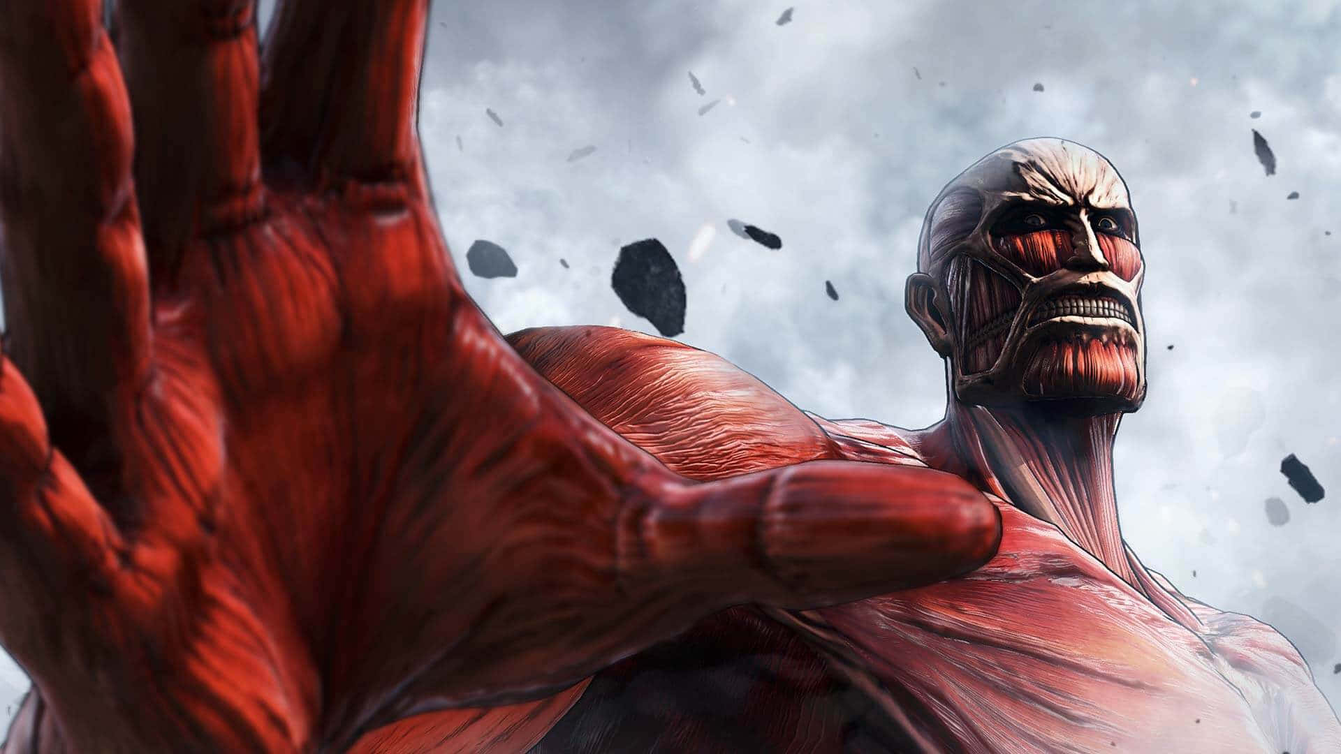 giant creatures, colossal red-skinned titan, grotesque muscular face, Full HD Desktop Wallpaper