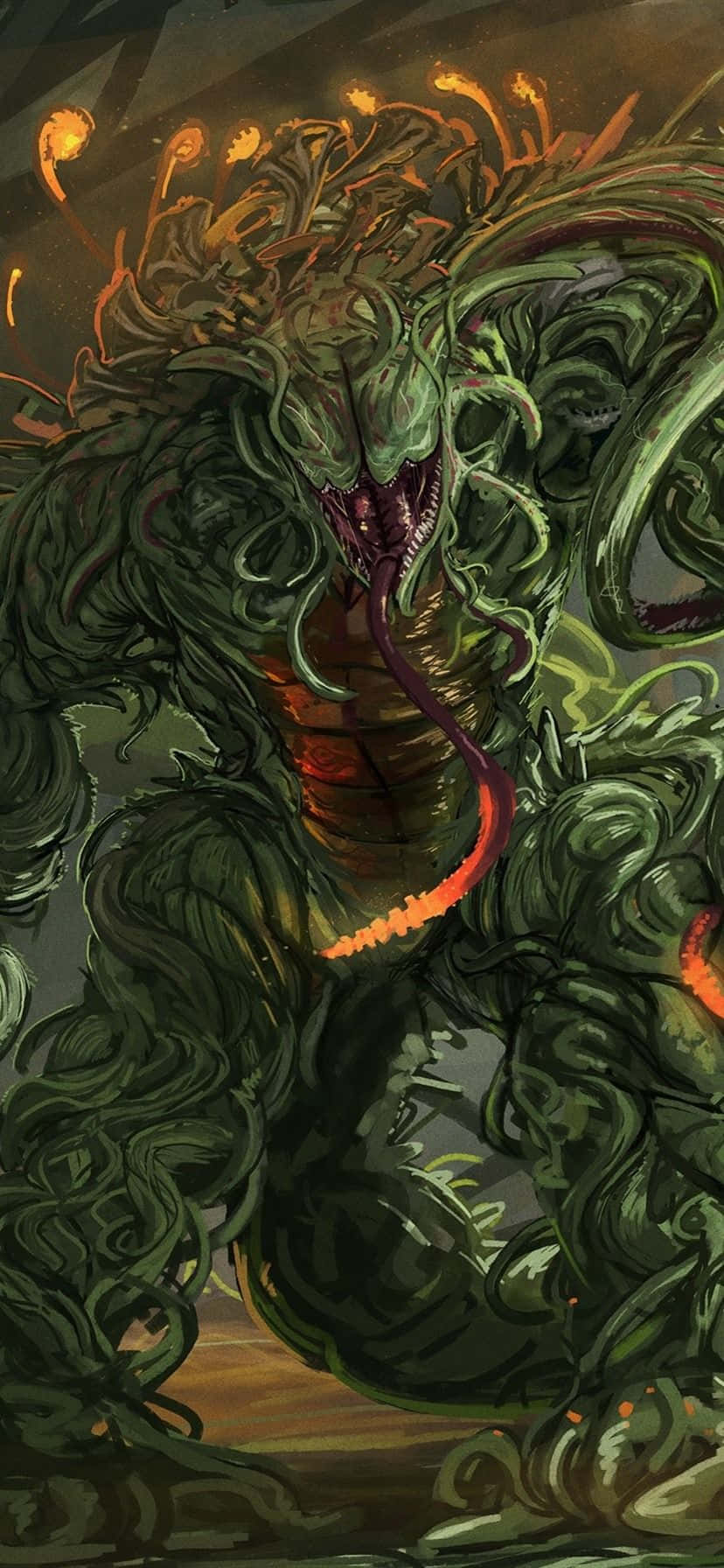 green creature, large head, large tail, HD Phone Wallpaper